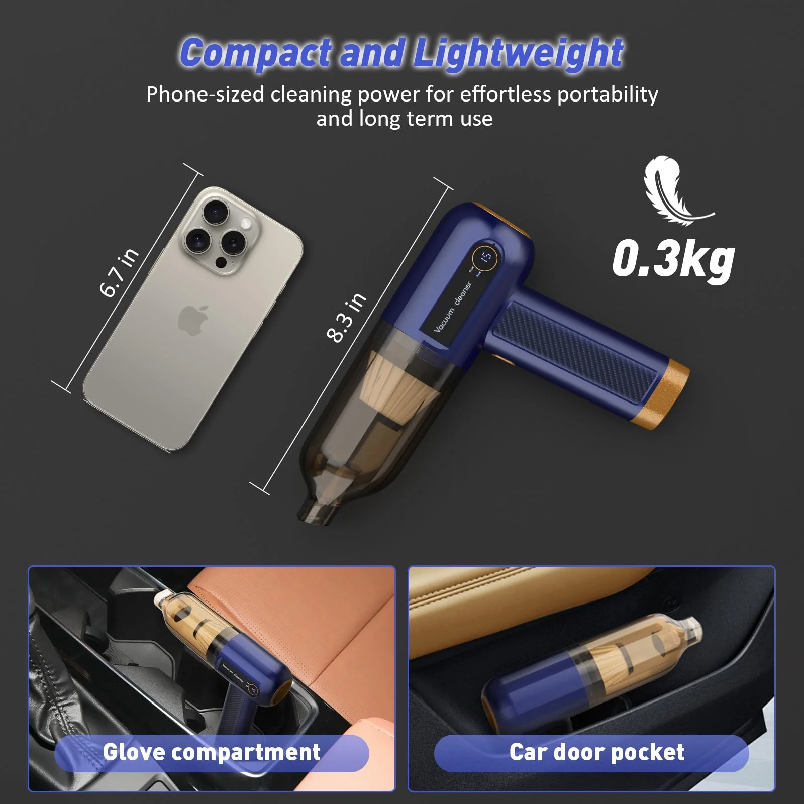 Handstaubsauger, 15000Pa Wiederaufladbarer Kabelloser Autostaubsauger, Leichter Mini-staubsauger Mit Gebläsebürste Und Gebläsedüse, Handstaubsauger Akku Vacuum Cleaner Für Auto, Haus, Büro, Haus, Büro - Image 2