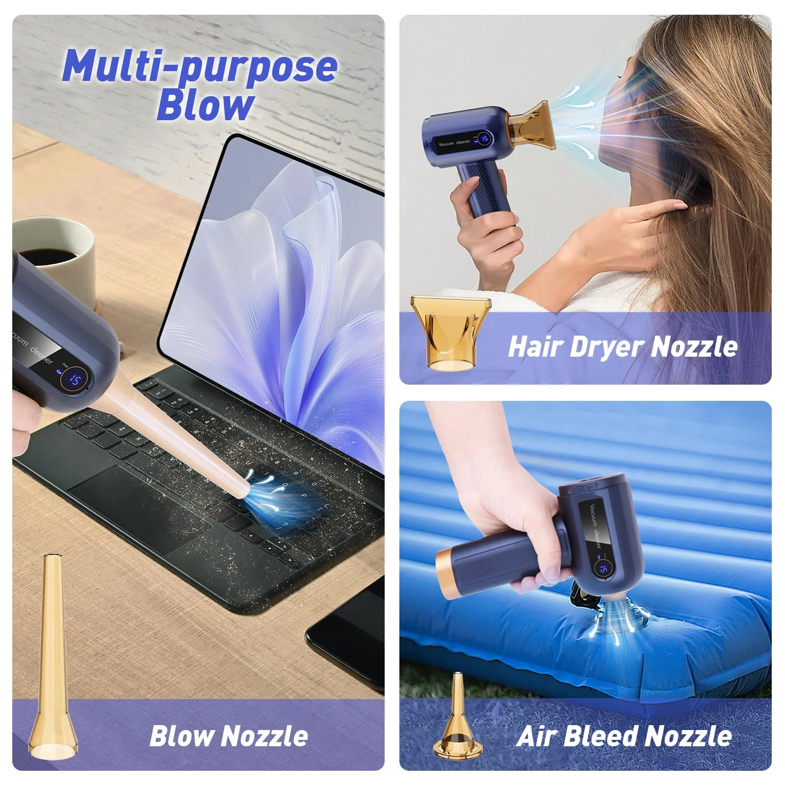 Handstaubsauger, 15000Pa Wiederaufladbarer Kabelloser Autostaubsauger, Leichter Mini-staubsauger Mit Gebläsebürste Und Gebläsedüse, Handstaubsauger Akku Vacuum Cleaner Für Auto, Haus, Büro, Haus, Büro - Image 4