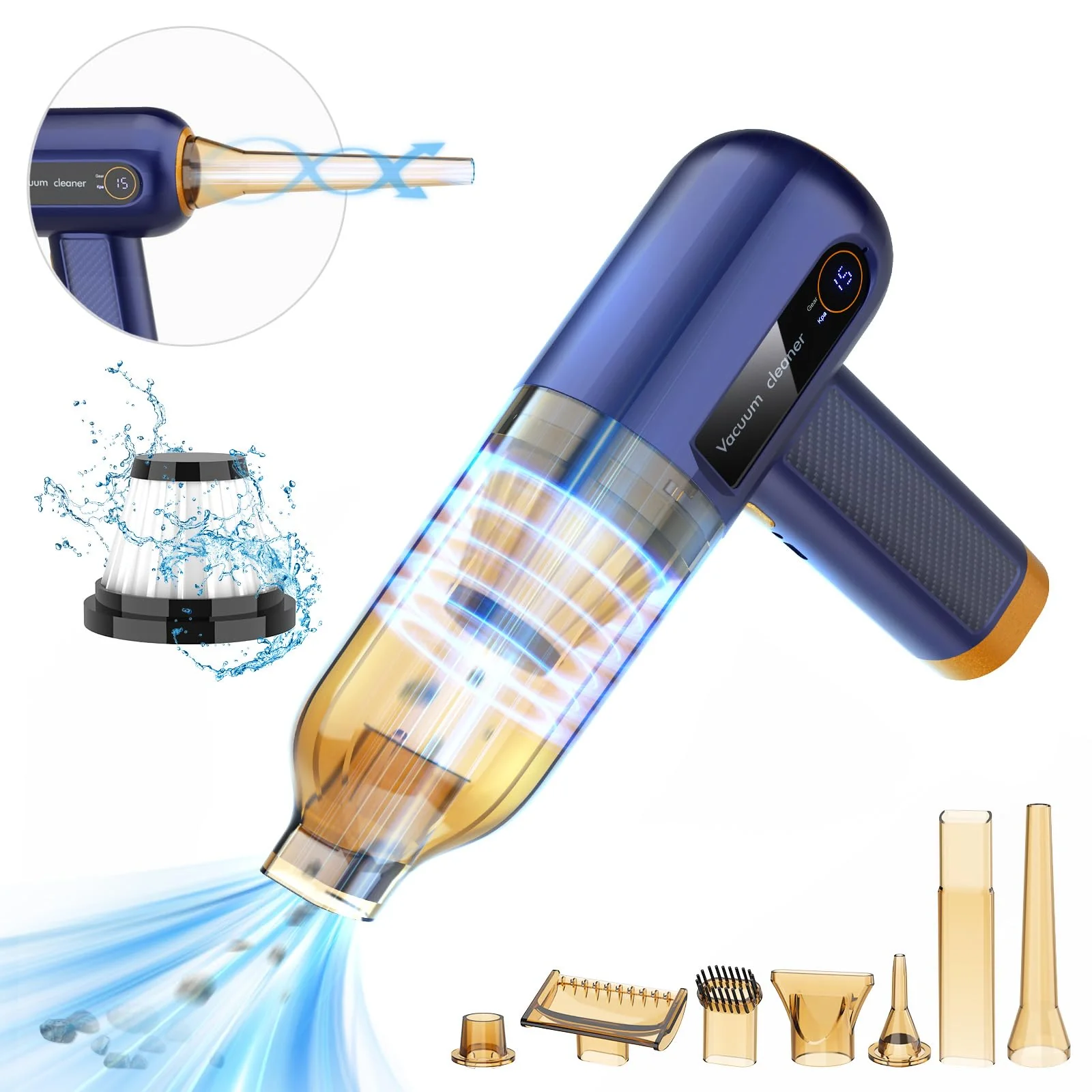 Handstaubsauger, 15000Pa Wiederaufladbarer Kabelloser Autostaubsauger, Leichter Mini-staubsauger Mit Gebläsebürste Und Gebläsedüse, Handstaubsauger Akku Vacuum Cleaner Für Auto, Haus, Büro, Haus, Büro - Image 7
