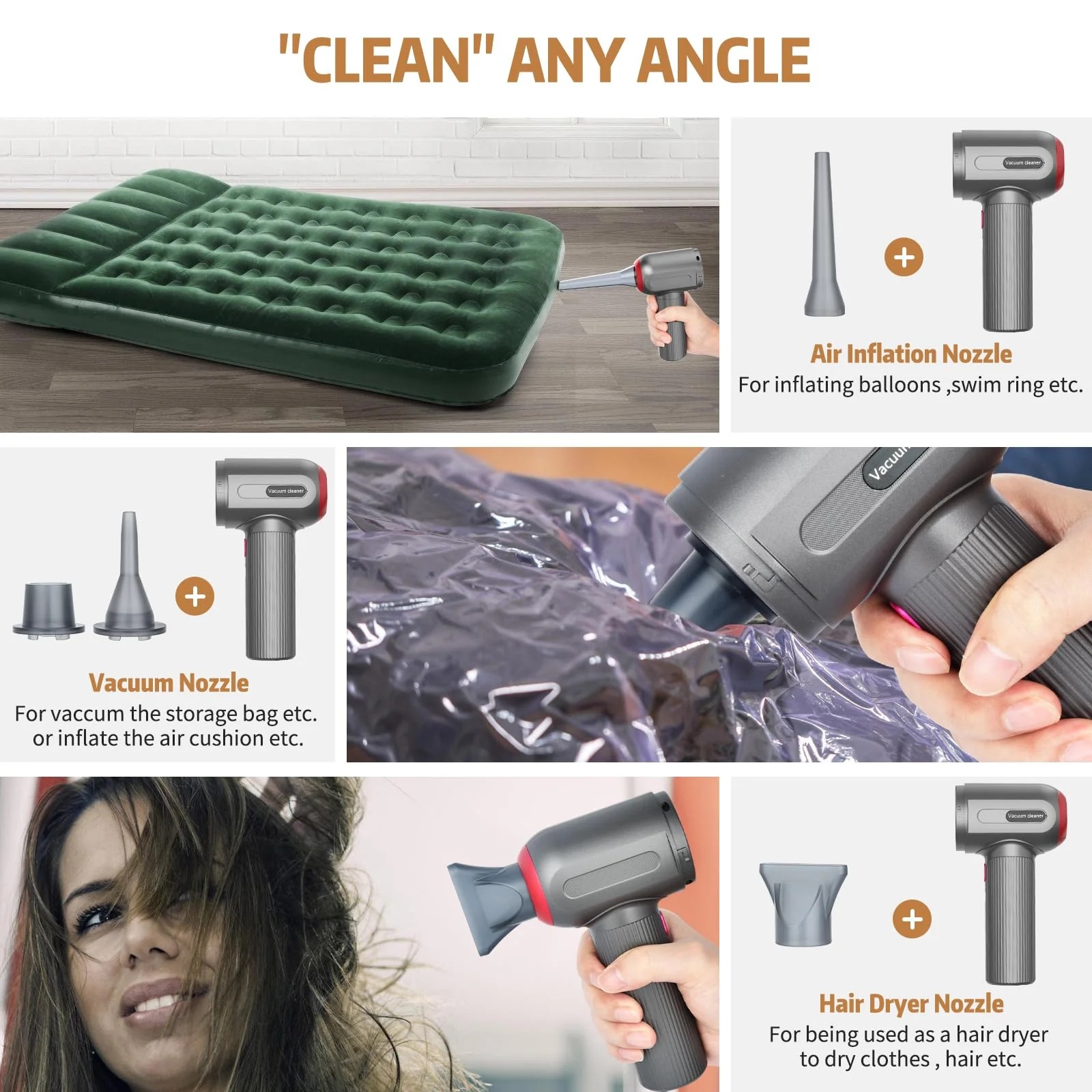 Handstaubsauger, 9000 PA Handstaubsauger Kabellos, Mini/Tragbar/Aufladbar USB Vacuum Cleaner, für Tierhaare, Auto, Zuhause, Büro, Auto, Zuhause, Büro - Image 6