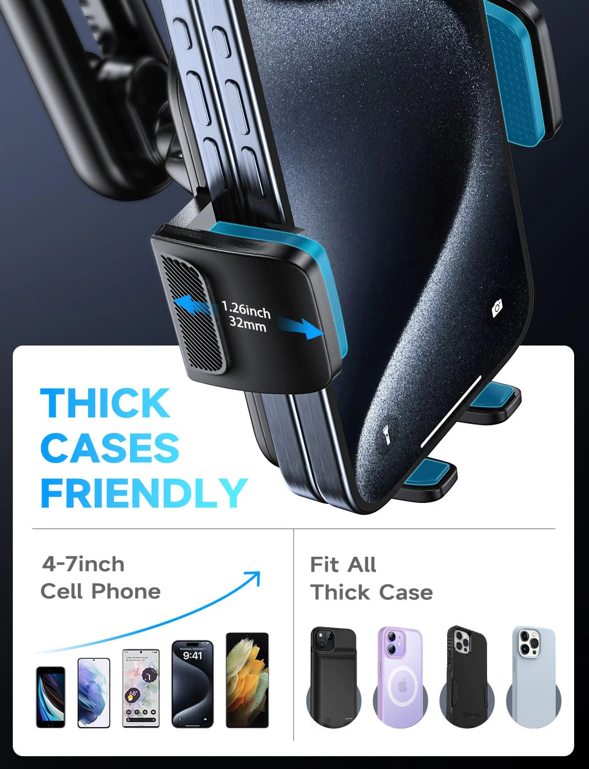 Handyhalterung Auto Handy Halterung Autohalterung: Universale Lüftung Handyhalter, EIN-Knopf-Release & 360 Grad Vent KFZ Halterung für iPhone 16/15/14/13/12 Pro Max Plus, Samsung, Huawei, Xiaomi, usw - Image 3