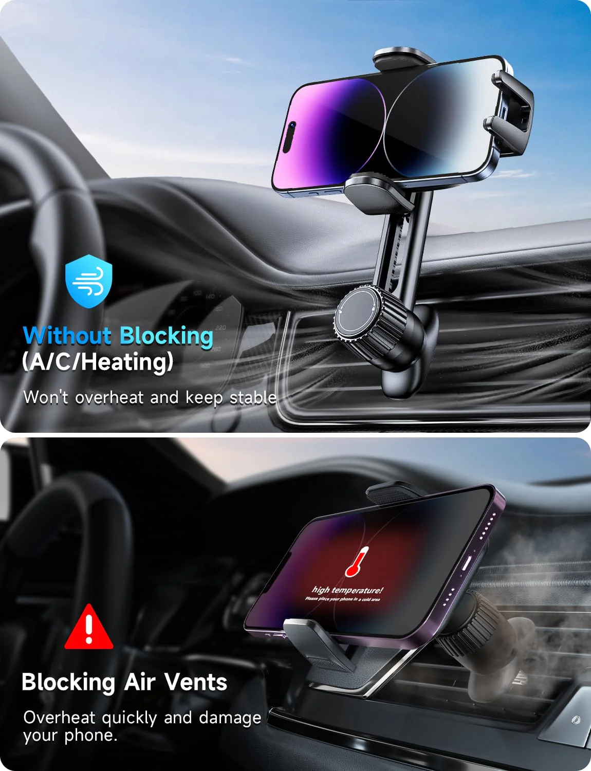 Handyhalterung Auto Handy Halterung Autohalterung: Universale Lüftung Handyhalter, EIN-Knopf-Release & 360 Grad Vent KFZ Halterung für iPhone 16/15/14/13/12 Pro Max Plus, Samsung, Huawei, Xiaomi, usw - Image 6