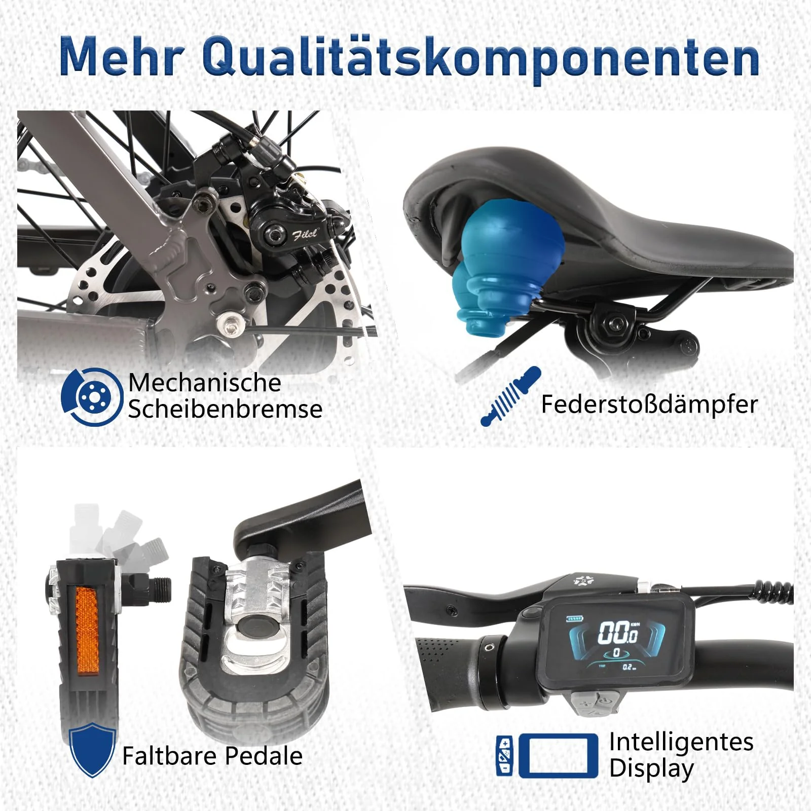 HANEVEAR H6-Light E Bike Klappbar, E Bike Herren Damen mit Drehmomentsensor, 14,5Ah 48V Abnehmbar Akku bis zu 120km+ Elektrofahrrad, 55N.m 250W-Motor, 3.0'' Fat E-Bike Für 160cm (Rotgussgrau) - Image 5