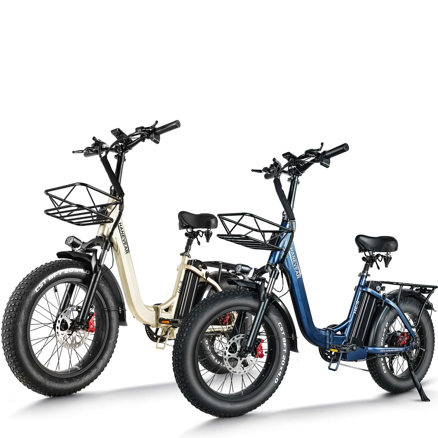 HANEVEAR H6-S Elektrofahrräder E Bike Klapprad, 24Ah 140km+ Battery, E Fatbike 20x4'' All-Terrain Fat Tire, 250W Motor 25km/H, E Bike Damen Herren 180kg Payload, 168-195CM (Gold+Blau) - Image 5