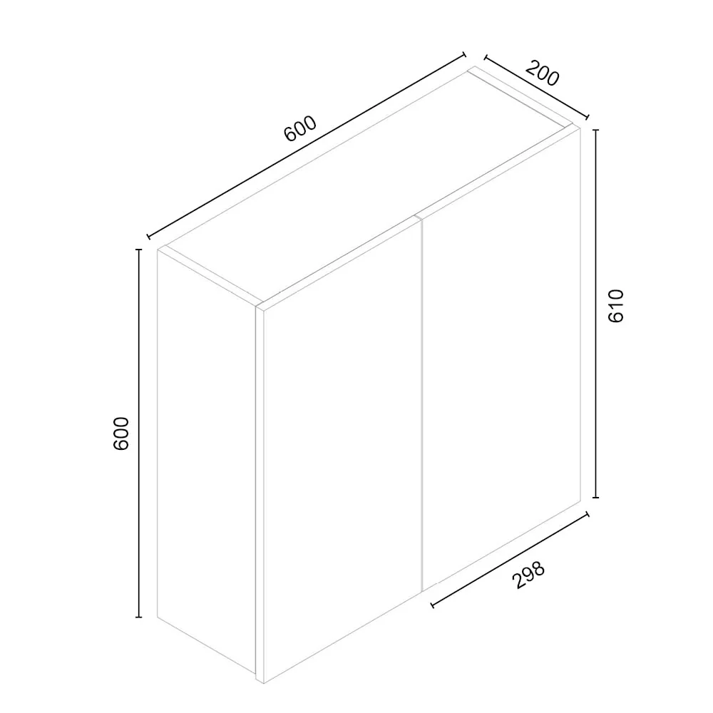 Hängeschrank 'Anna' in weiß für Badezimmer 60x20x60cm Flügeltüren - Image 5