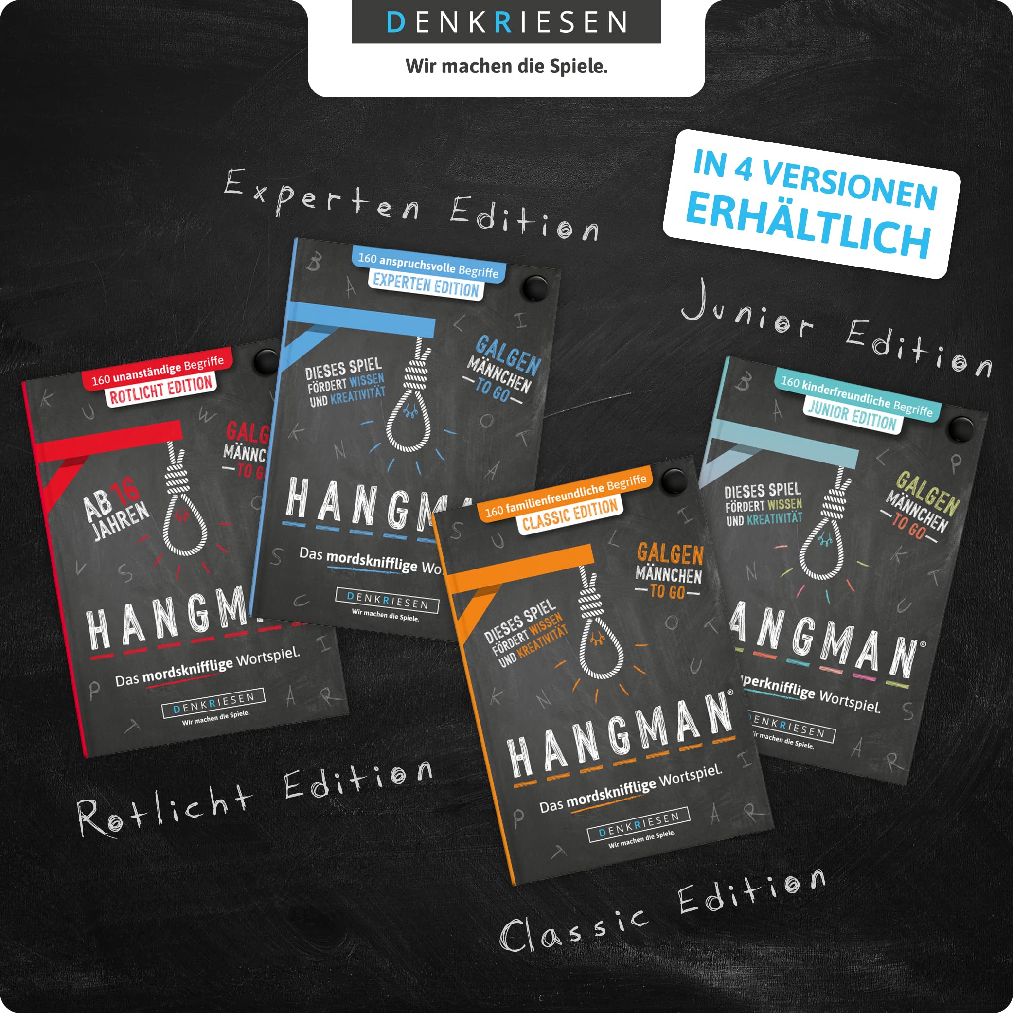 Hangman Junior Edition - Reisespiel ab 9 Jahren für 2-8 Spieler | Galgenmännchen für unterwegs | Kinderspiel mit ca. 20 min Spieldauer | Mitbringspiel | Wortspiel | Urlaubsspiele von Denkriesen - Image 2