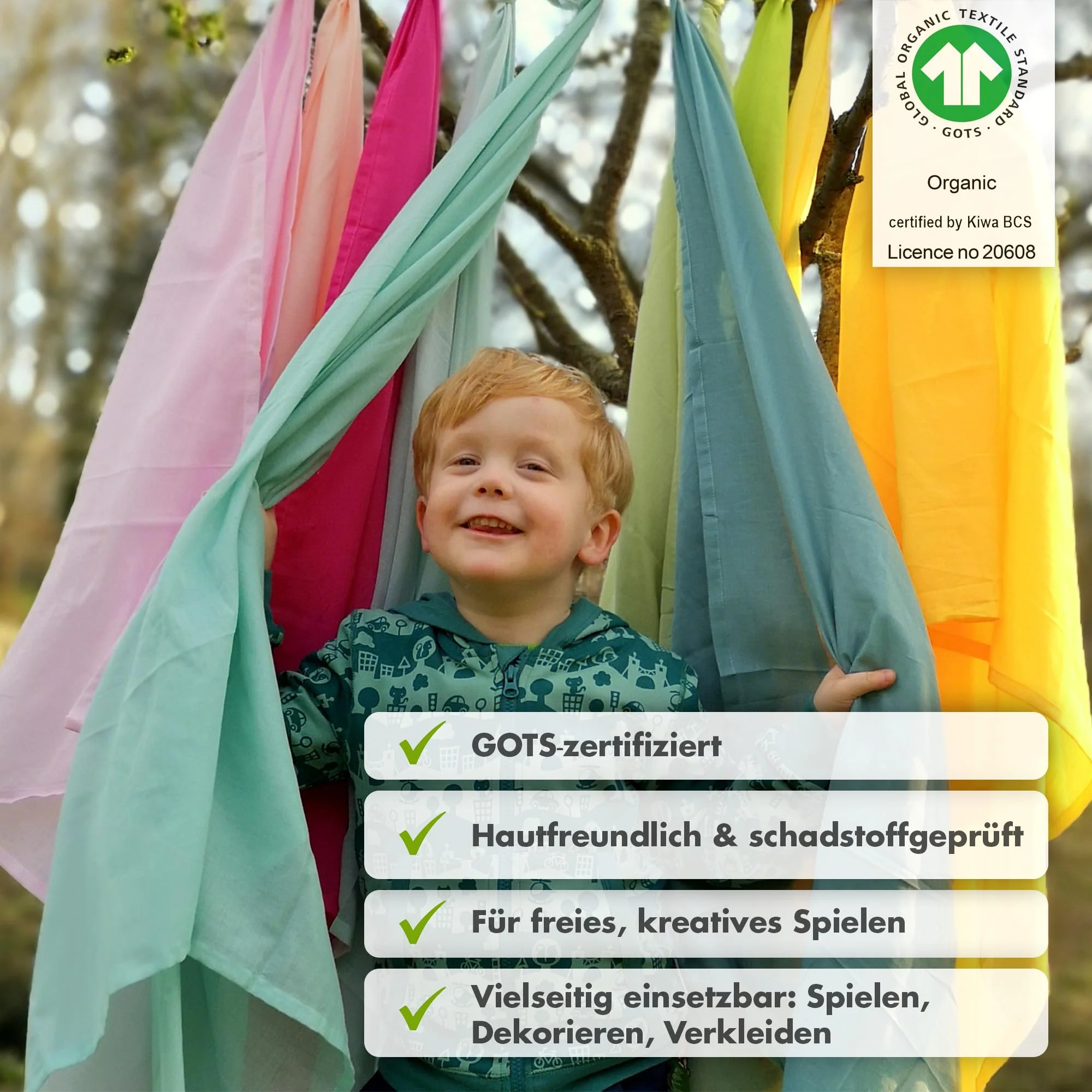 HANS NATUR Bio Spieltücher 100% Bio-Baumwolle (KBA) GOTS Zertifiziert, Herbstfarben, 115 x 105 cm, 10er-Set - Image 4