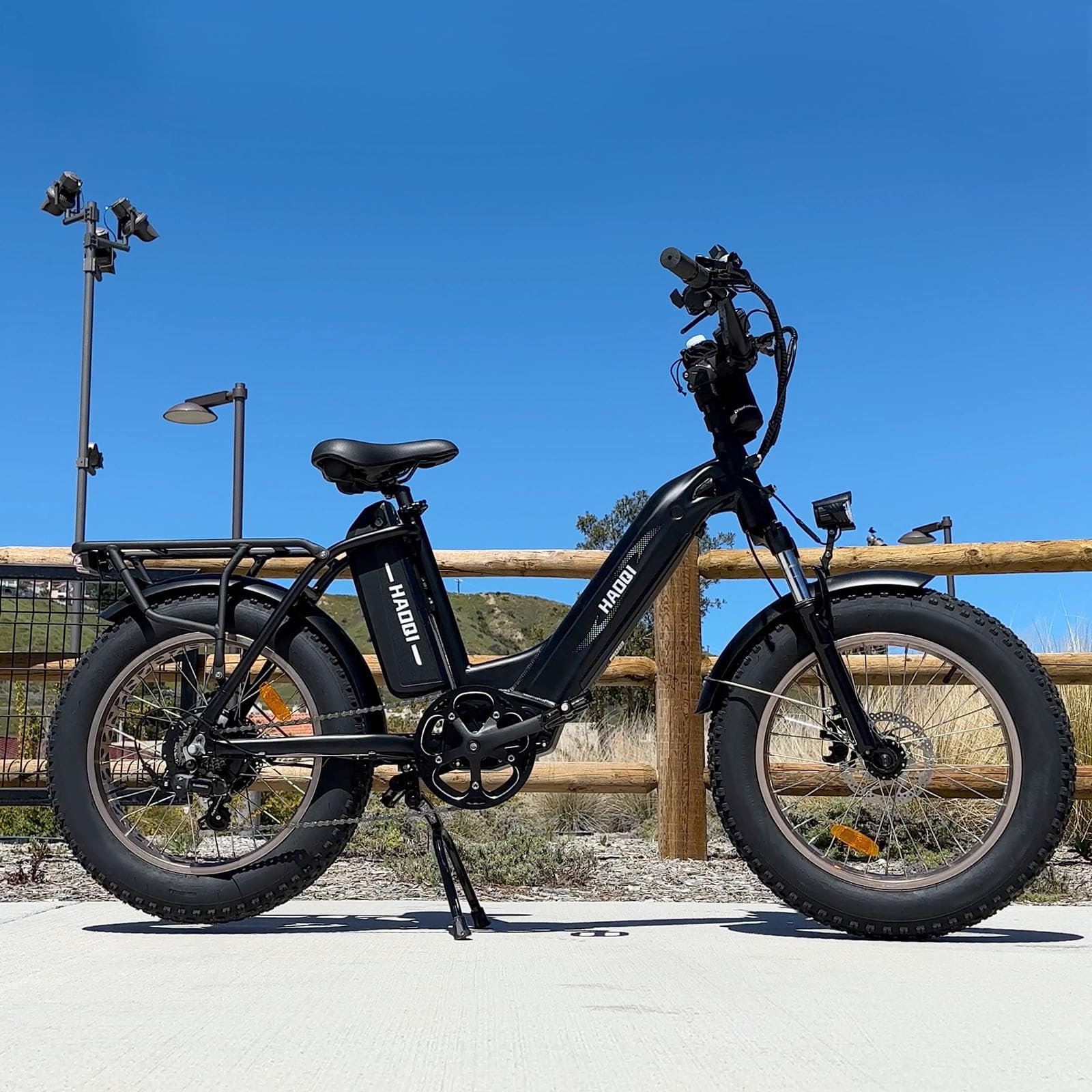 HAOQI Antelope Cargo Elektrofahrrad, 250W E-Bike mit 48V 25Ah herausnehmbarem Doppelakku, geländegängiges 20" x 4" Fat Tire Elektrofahrrad, bis zu 25km/h, Vorderradfederung, E-Bike, 400lbs Nutzlast - Image 3