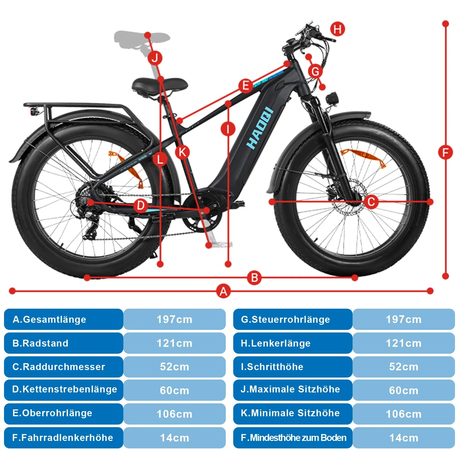 HAOQI Eagle Elektrofahrrad für Erwachsene, 250W bürstenloser Motor Mountainbike mit 48V 20AH herausnehmbarem Akku,26" x 4.0 Fat Tire Ebike, Elektrofahrrad mit 7 Gängen bis zu 25 km/h - Image 2