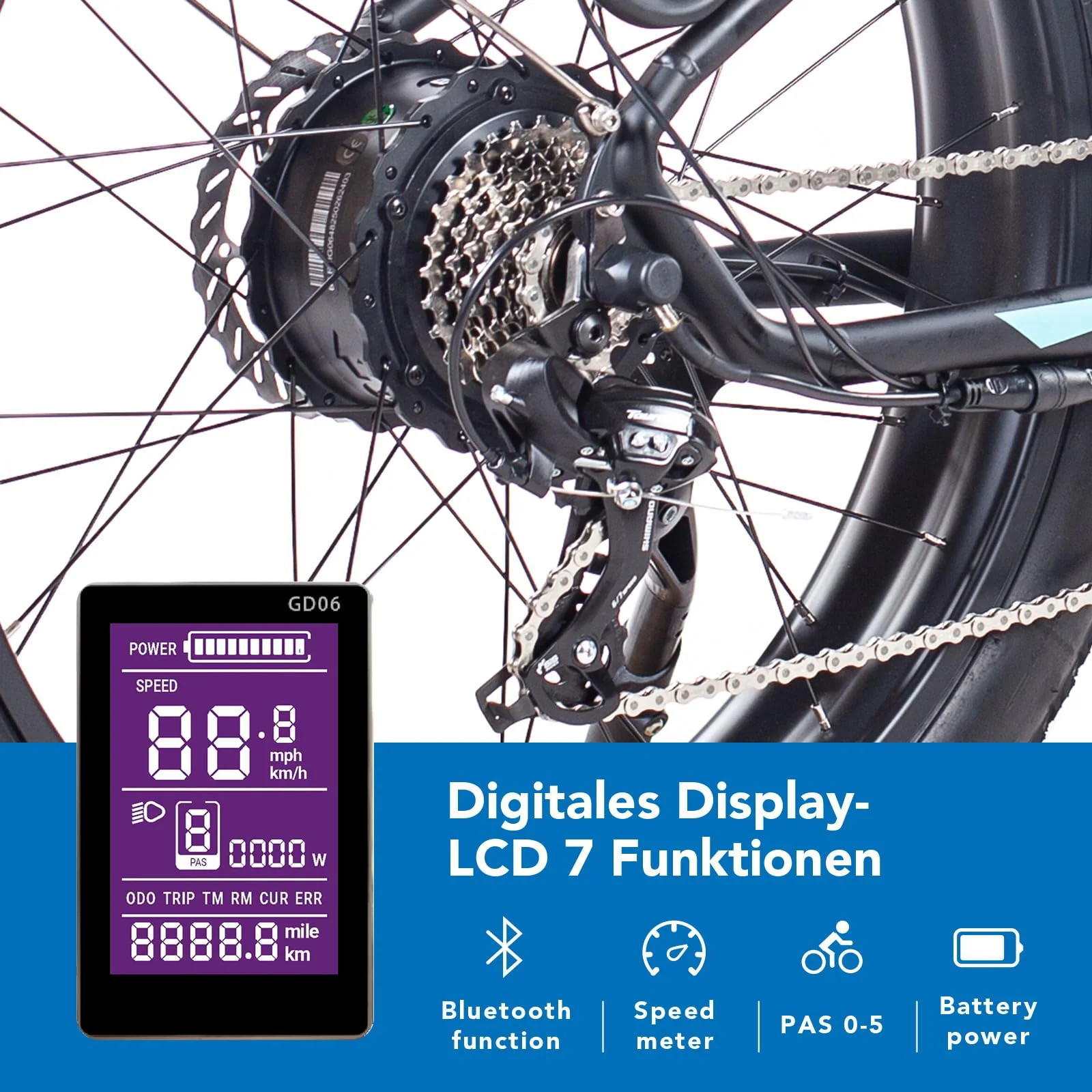 HAOQI Eagle Elektrofahrrad für Erwachsene, 250W bürstenloser Motor Mountainbike mit 48V 20AH herausnehmbarem Akku,26" x 4.0 Fat Tire Ebike, Elektrofahrrad mit 7 Gängen bis zu 25 km/h - Image 7