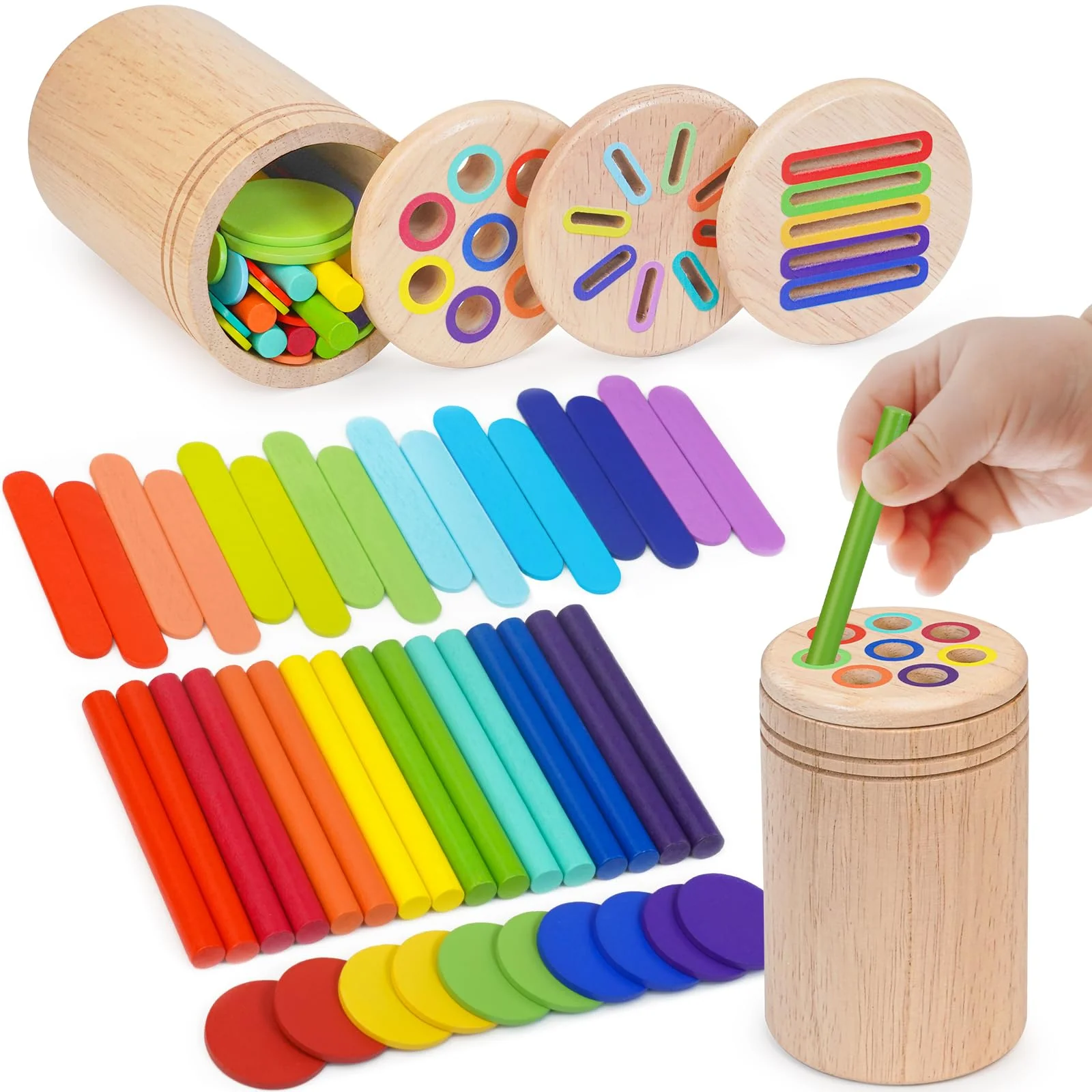 HaoVrisn Montessori Spielzeug ab 1 Jahr, 3-in-1 Montessori Spielzeug ab 1 2 3 Jahre, Holz Montessori Spielzeug 1 2 3 Jahre, Kleinkind Spielzeug Sensorik Spielzeug Baby Motorikspielzeug ab 1 Jahr