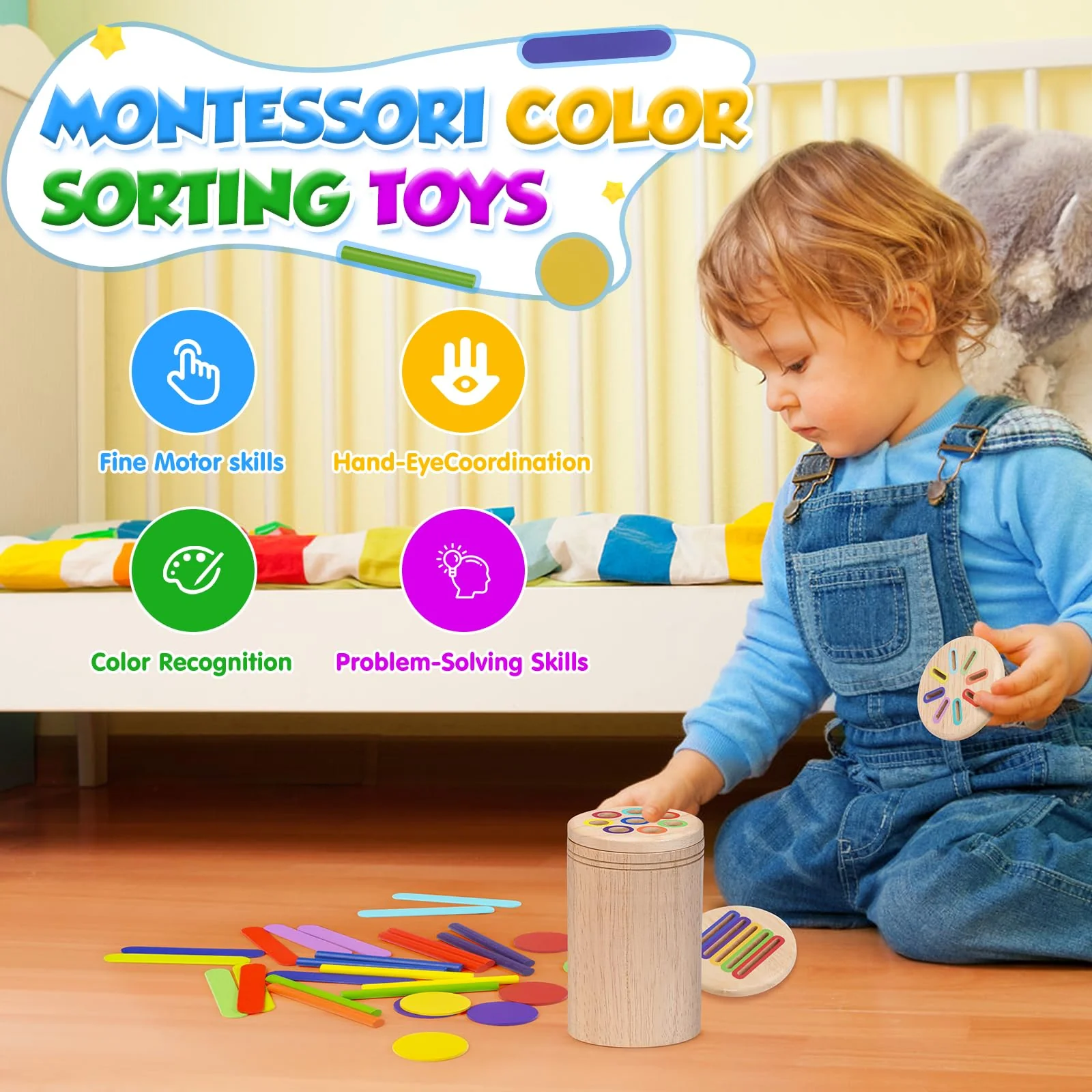 HaoVrisn Montessori Spielzeug ab 1 Jahr, 3-in-1 Montessori Spielzeug ab 1 2 3 Jahre, Holz Montessori Spielzeug 1 2 3 Jahre, Kleinkind Spielzeug Sensorik Spielzeug Baby Motorikspielzeug ab 1 Jahr - Image 5