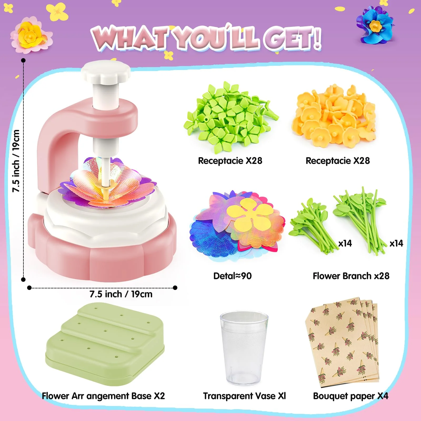 Haozozo Bastelset Kinder ab 4 5 6 7 8 9 10 Jahre, Basteln Mädchen 8 4 5 6 7 9 10 Jahre, DIY MädchenSpielzeug Stoff Blumen Bastel Set, Weihnachts und Geburtstags Geschenk Mädchen 4 5 6 7 8 Jahre - Image 3