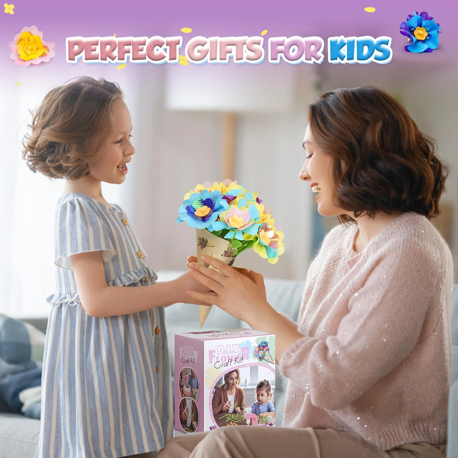 Haozozo Bastelset Kinder ab 4 5 6 7 8 9 10 Jahre, Basteln Mädchen 8 4 5 6 7 9 10 Jahre, DIY MädchenSpielzeug Stoff Blumen Bastel Set, Weihnachts und Geburtstags Geschenk Mädchen 4 5 6 7 8 Jahre - Image 4