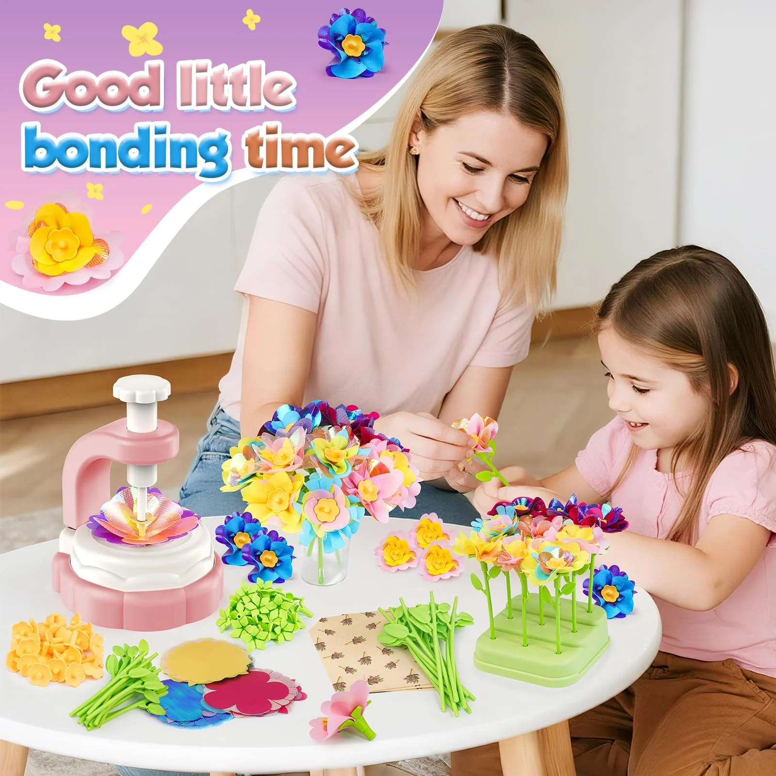 Haozozo Bastelset Kinder ab 4 5 6 7 8 9 10 Jahre, Basteln Mädchen 8 4 5 6 7 9 10 Jahre, DIY MädchenSpielzeug Stoff Blumen Bastel Set, Weihnachts und Geburtstags Geschenk Mädchen 4 5 6 7 8 Jahre - Image 7