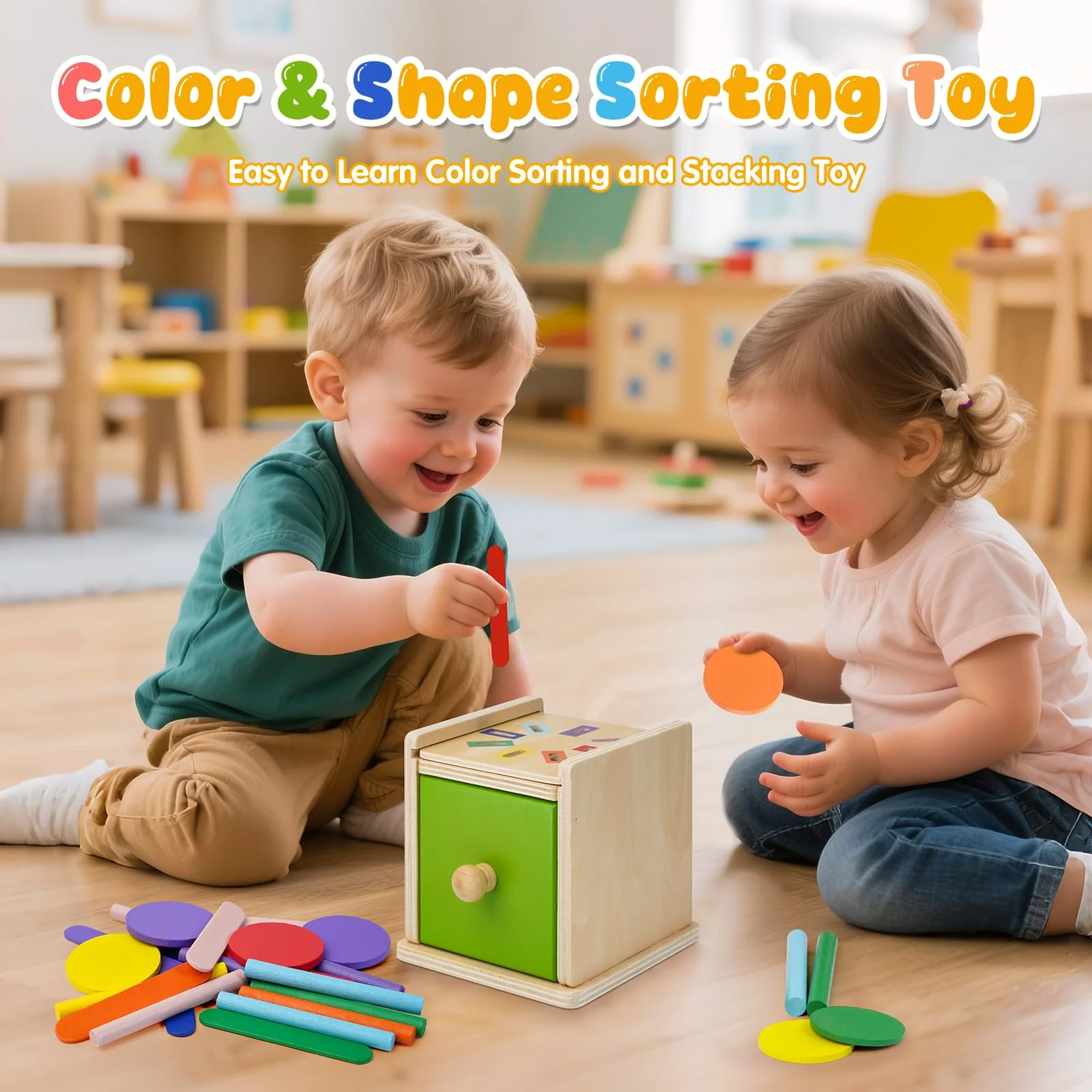 Haozozo Montessori Spielzeug ab 1 2 3 Jahre, 3 In 1 Holz Montessori Spielzeug 1 2 Jahre Holz Sortier & Stapelspielzeug Steckspiel ab 1 Jahr Geschenk für Kleinkinder Lernspielzeug Reisespiele Kinder - Image 4