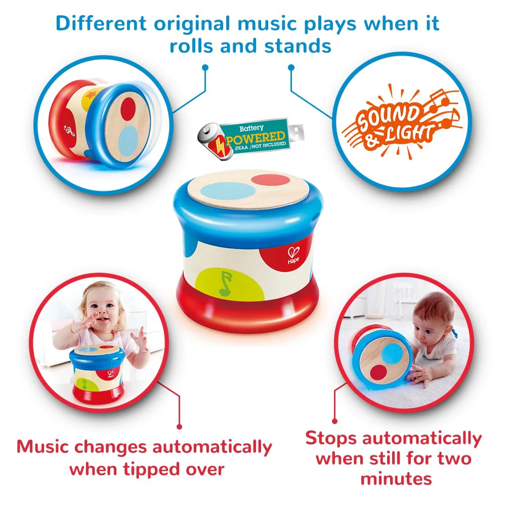 Hape Baby-Trommel | Rollendes Musikspielzeug für Kleinkinder zum Erlernen von Rhythmus und unterschiedlichen Klängen, batteriebetrieben, ab 6 Monaten - Image 7