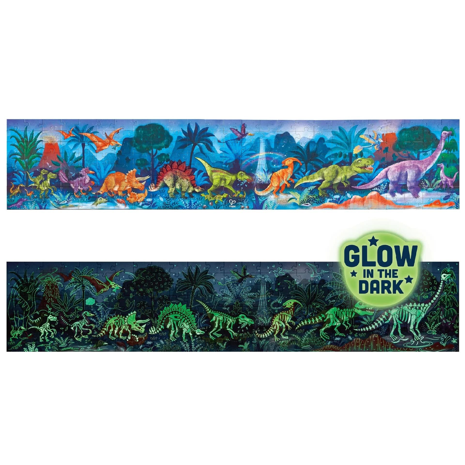 Hape im Dunkeln leuchtendes Puzzle - Dinosaurier, 200 Teile, Glow-in-The-Dark Holzpuzzle, Lernpuzzle mit Leuchteffekt, fördert Motorik, Logik & visuelle Wahrnehmungab, für Kinder ab 6 Jahre - Image 11