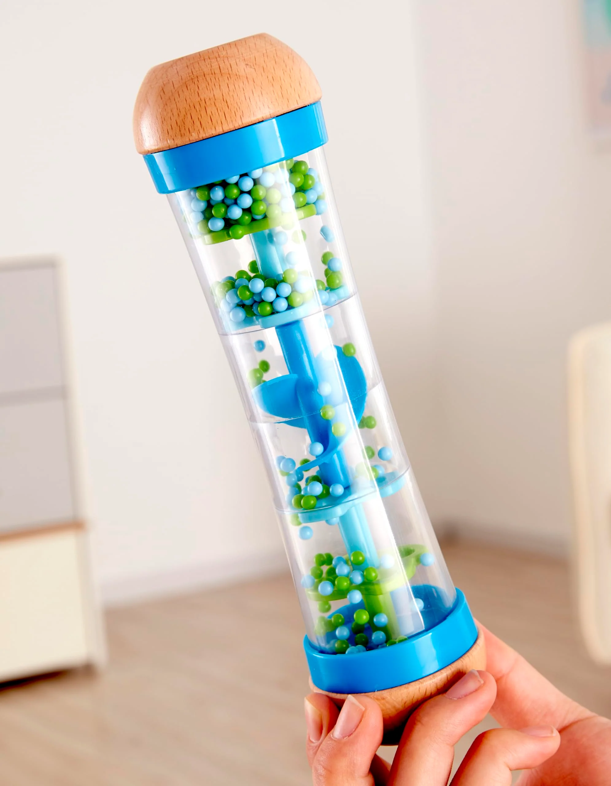 Hape Regenmacher | Mini-Rassel aus Holz Musikspielzeug, Blau - Image 6