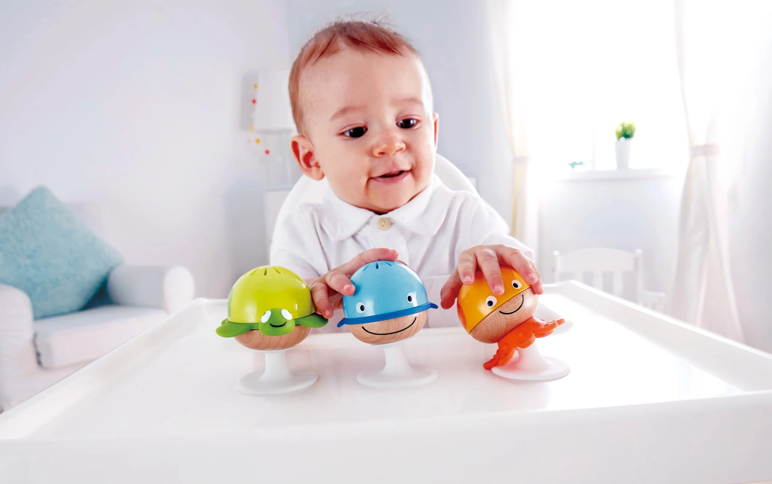 Hape Saugnapf Rasselset | Drei Tiere mit Beißringelementen, Schildkröte, Krake und Wal | Lern-Spielzeug ab 0 Monaten - Image 10