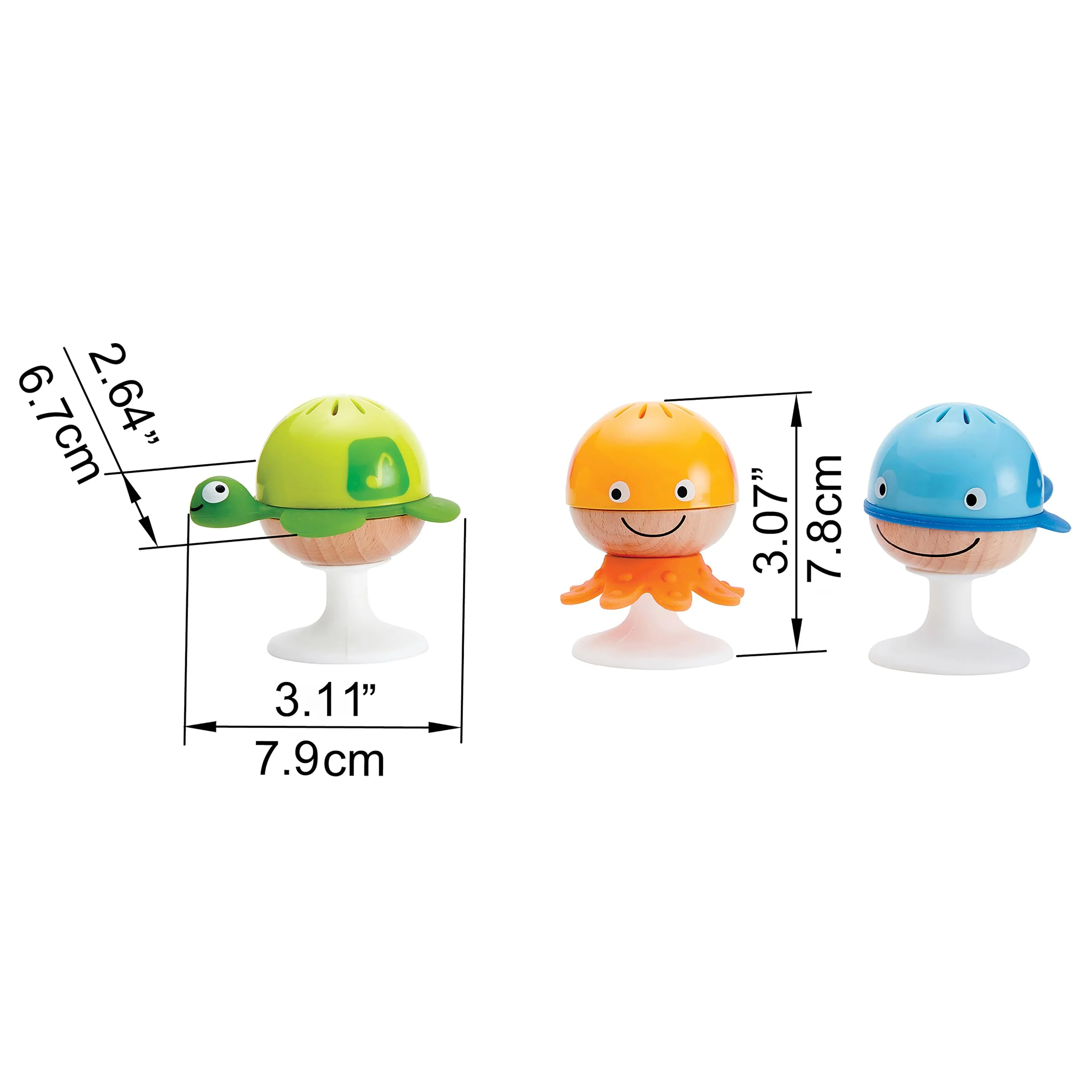 Hape Saugnapf Rasselset | Drei Tiere mit Beißringelementen, Schildkröte, Krake und Wal | Lern-Spielzeug ab 0 Monaten - Image 9