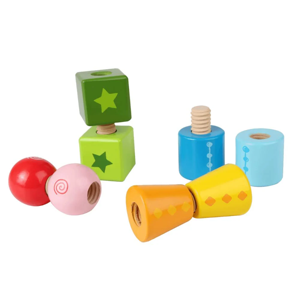Hape Schraubklötze – Bunte Holzbausteine zum Schrauben & Stecken, kreatives Motorik- und Konstruktionsspielzeug, ab 2 Jahren