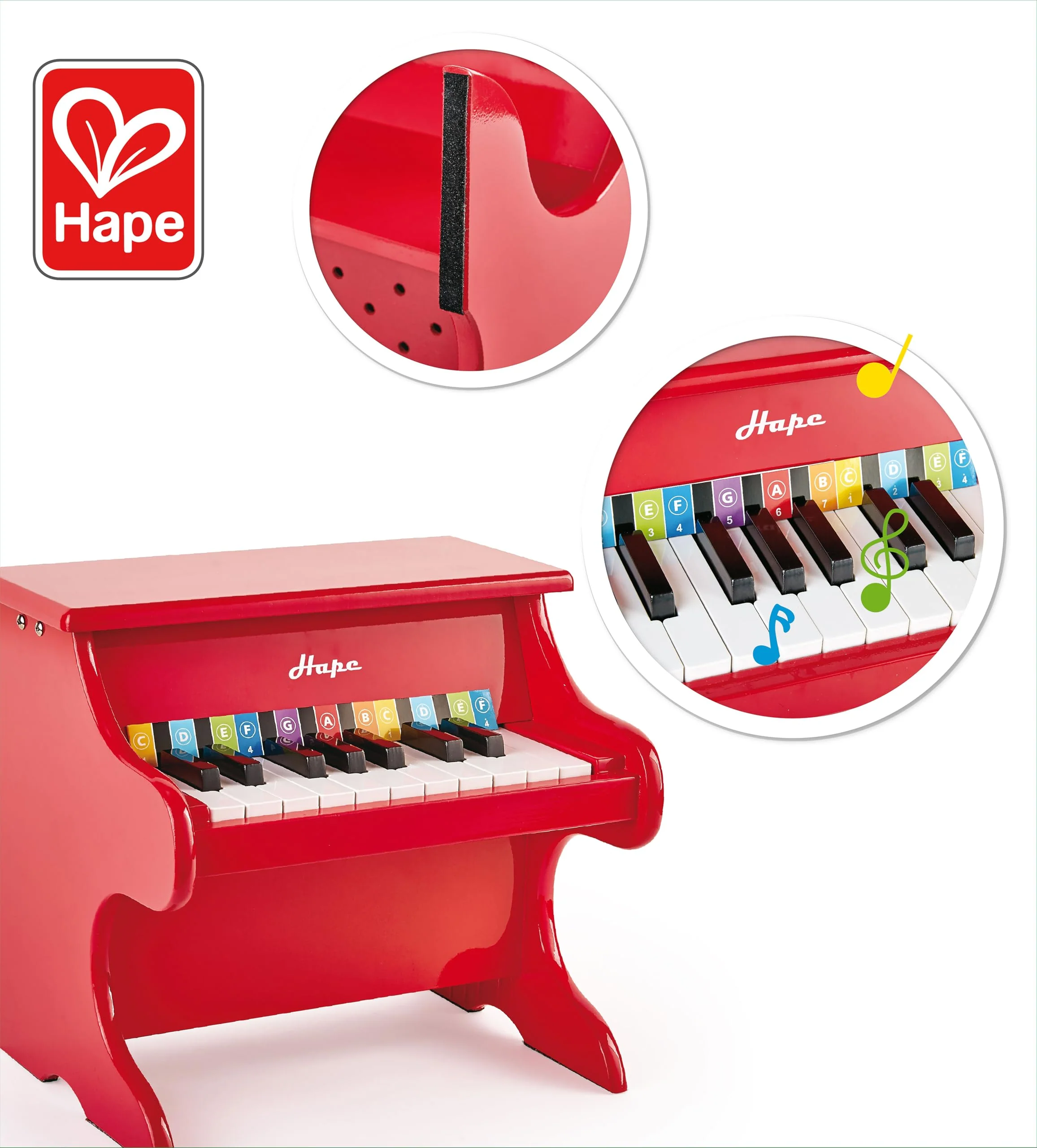 Hape Spielzeug-Klavier | Mit 18 Tasten, Musikinstrument für Kinder aus Holz, rot, ab 3 Jahren - Image 6
