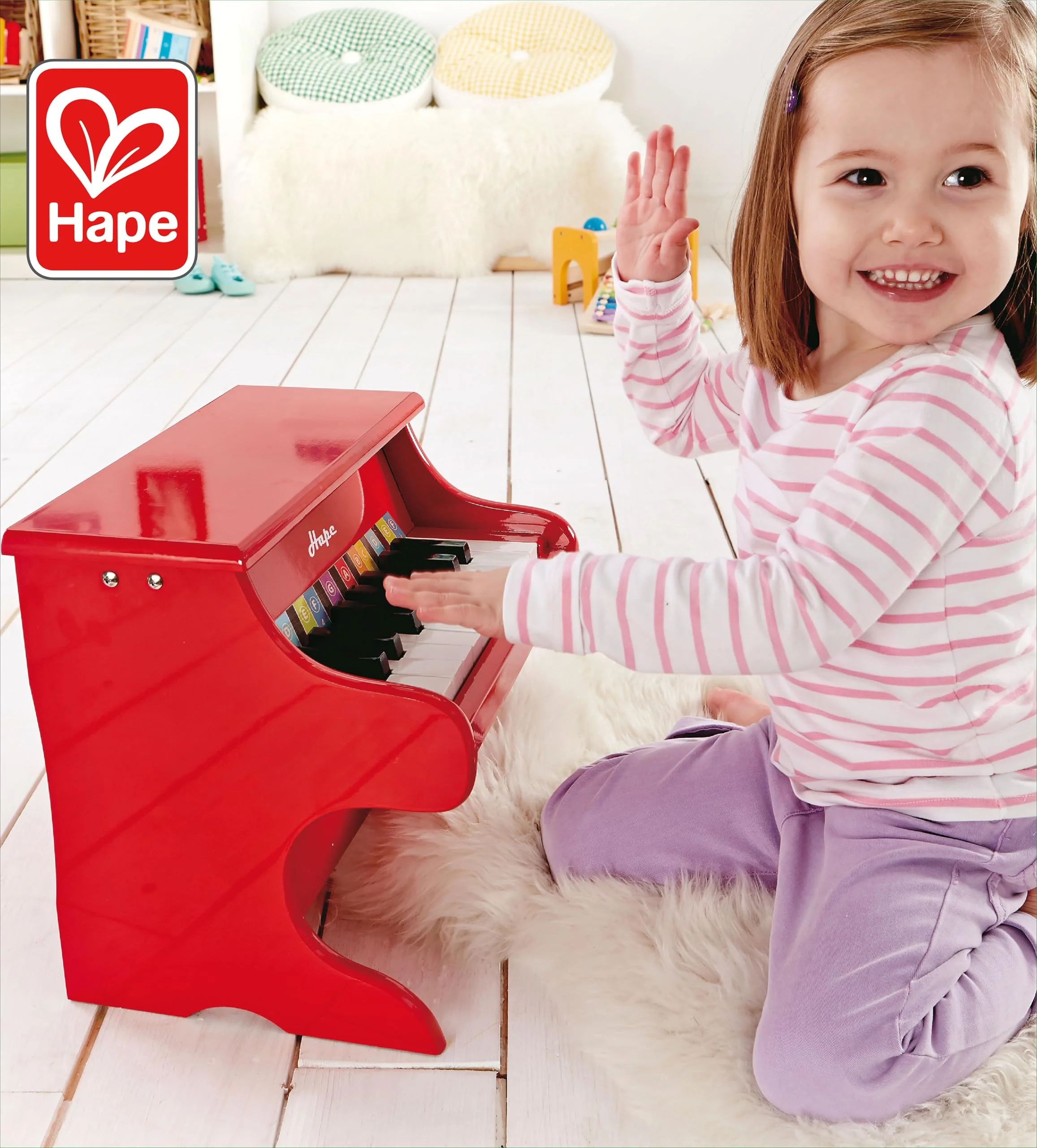 Hape Spielzeug-Klavier | Mit 18 Tasten, Musikinstrument für Kinder aus Holz, rot, ab 3 Jahren - Image 9