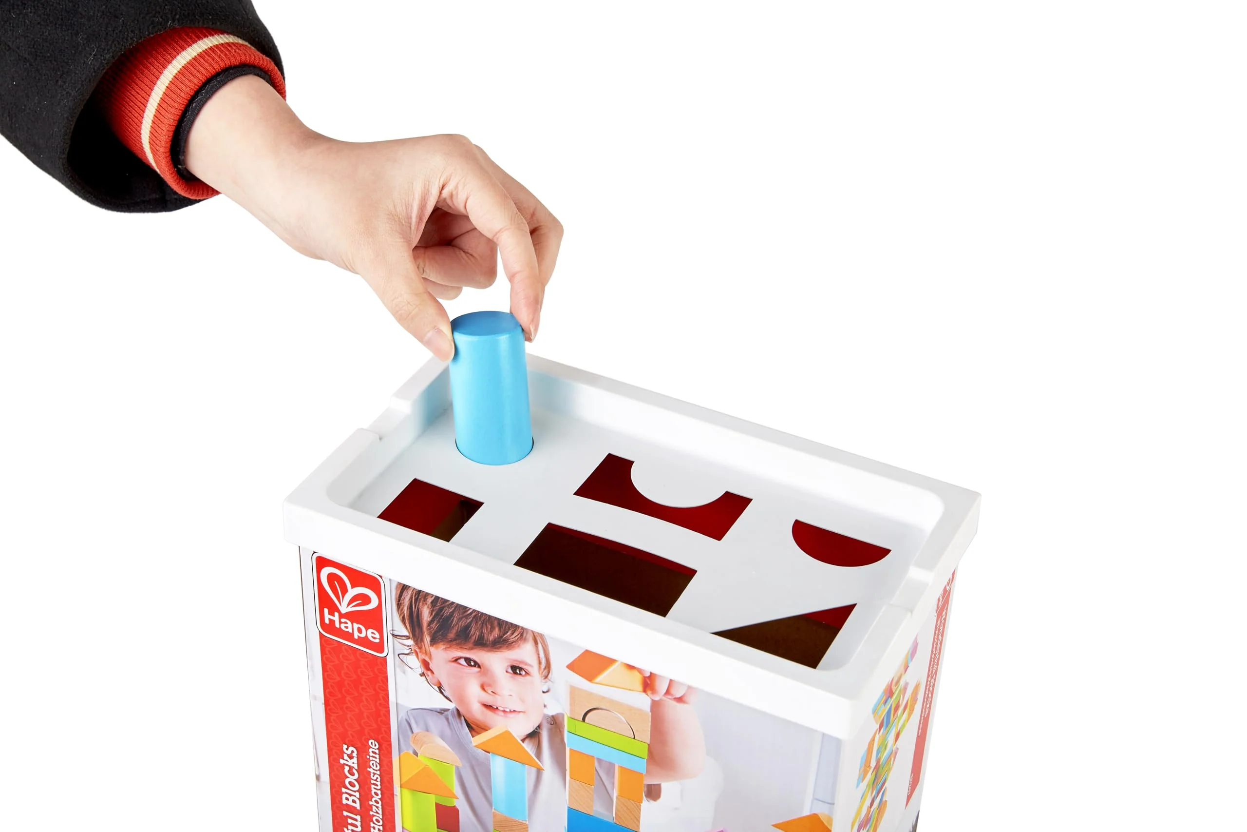Hape Wunderbare Holzbausteine - 101-teiliges Set mit bunten Klötzen & Sortierdeckel, Motorik- und Konstruktionsspielzeug, ab 12 Monaten - Image 4