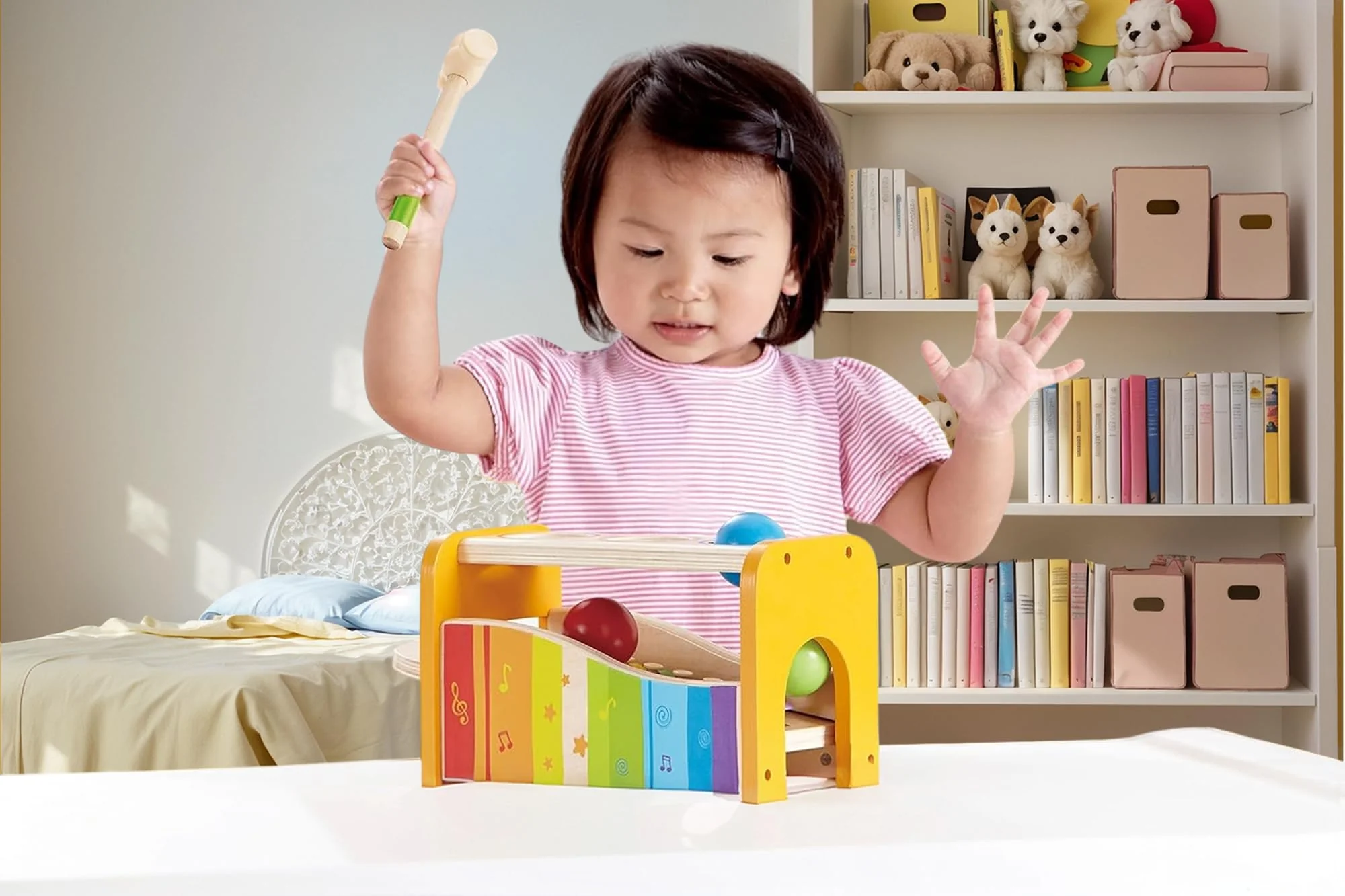 Hape Xylophon und Hammerspiel mit ausziehbarem Xylophon, multifunktionales Holzspielzeug, ab 12 Monaten - Image 3