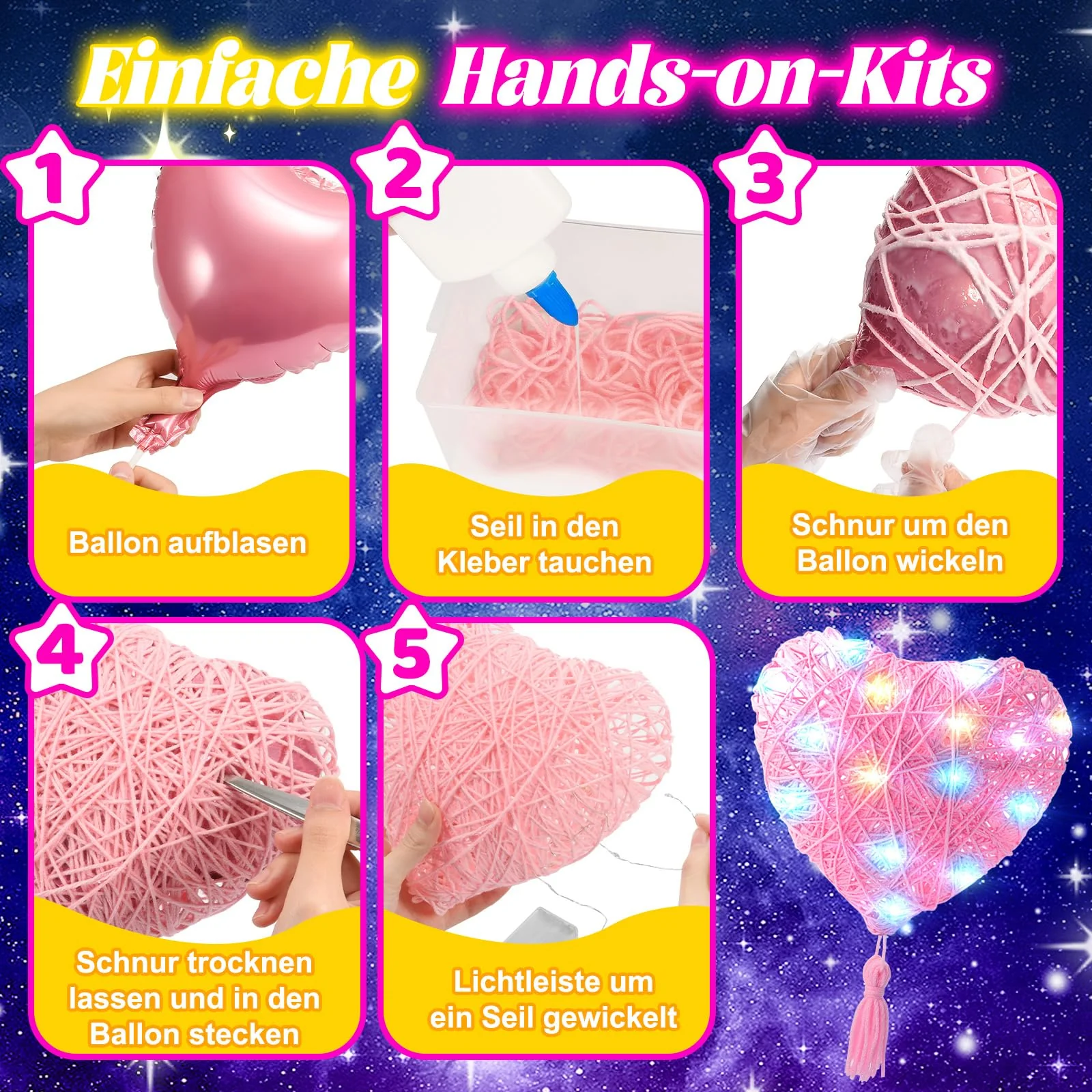 Hapikids Basteln Mädchen 8 9 10 11 12 Jahre, 3D String Art Geschenk Mädchen 6-12 Jahre, Bastelset Kinder, Spielzeug Junge 8–12 Jahre, Geschenkideen für Kinder, Geburtstagsgeschenke - Image 6