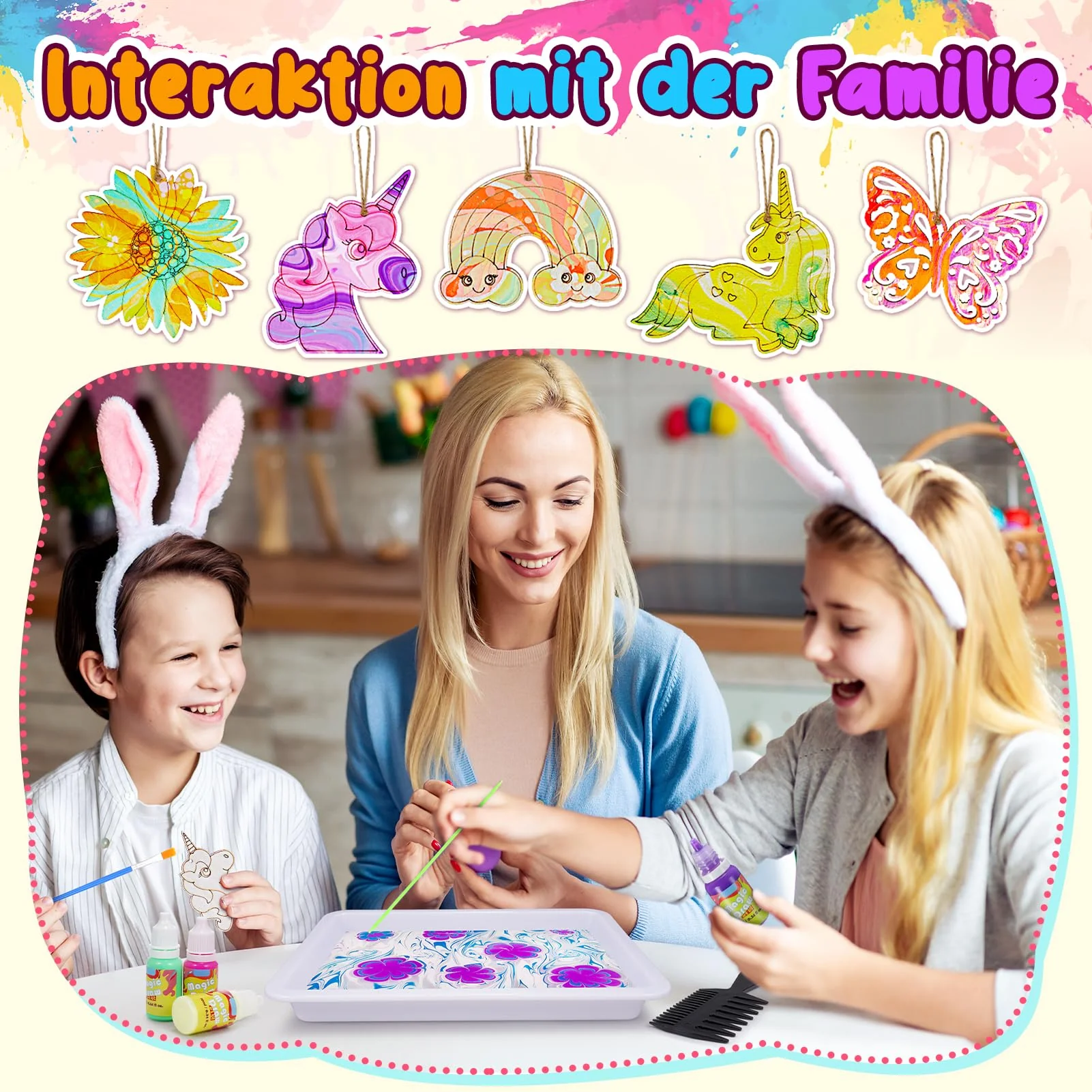 Hapikids Bastelset Kinder ab 6 7 8 9 Jahre, Wassermarmorierungsfarbe für Kinder Basteln Mädchen 7 8 9 10 Jahre Bastelset ab 5 6 7 8 9 10 Geschenk Mädchen 6-12 Kreatives Basteln - Image 6