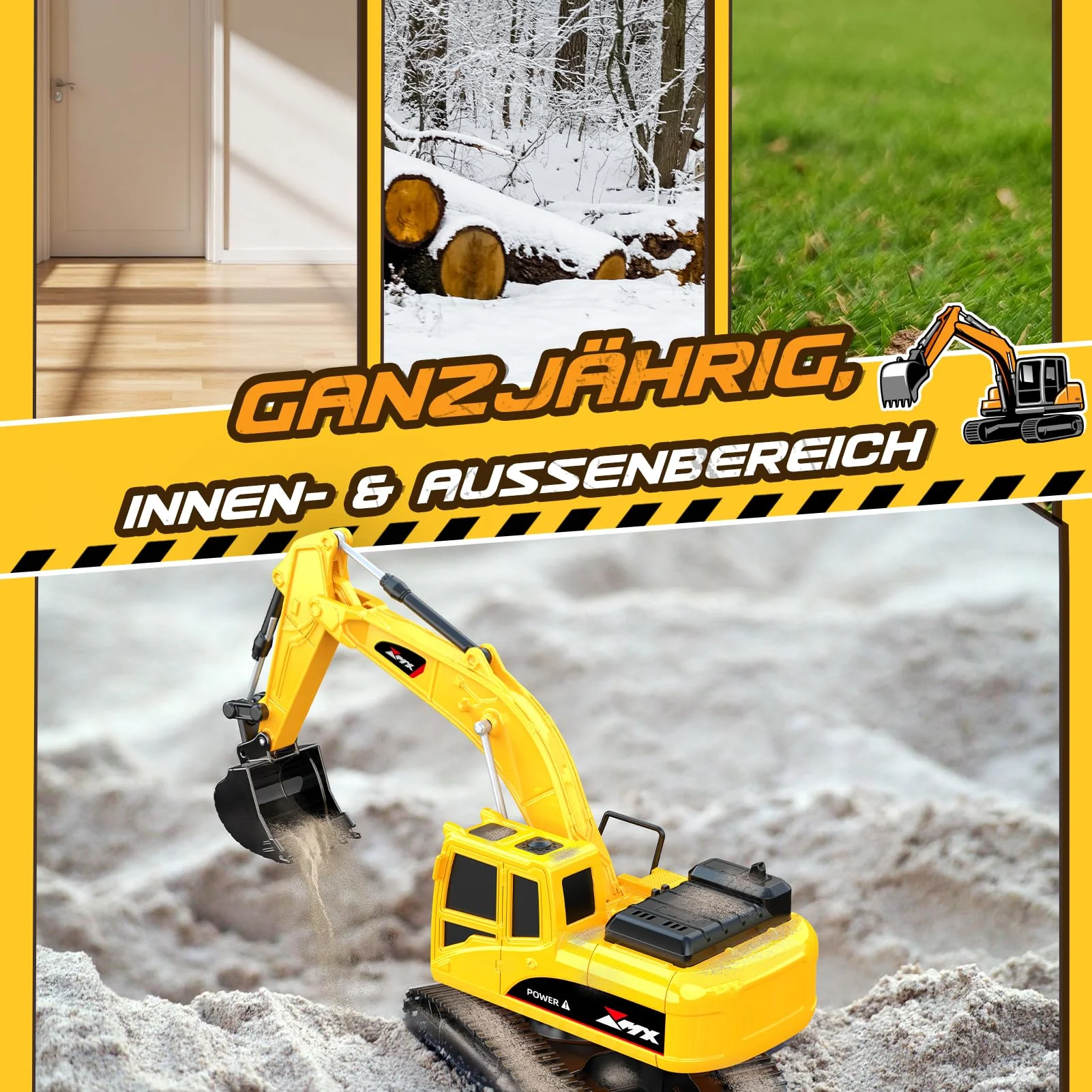 HappyGoLucky Ferngesteuertes Bagger mit Verkehrsspielzeug Zubehör, 2.4Ghz RC Bagger Spielzeug ab 3-8 Jahre Junge, Baufahrzeug Spielzeugautos Weihnachts Geschenk für Kinder - Image 6