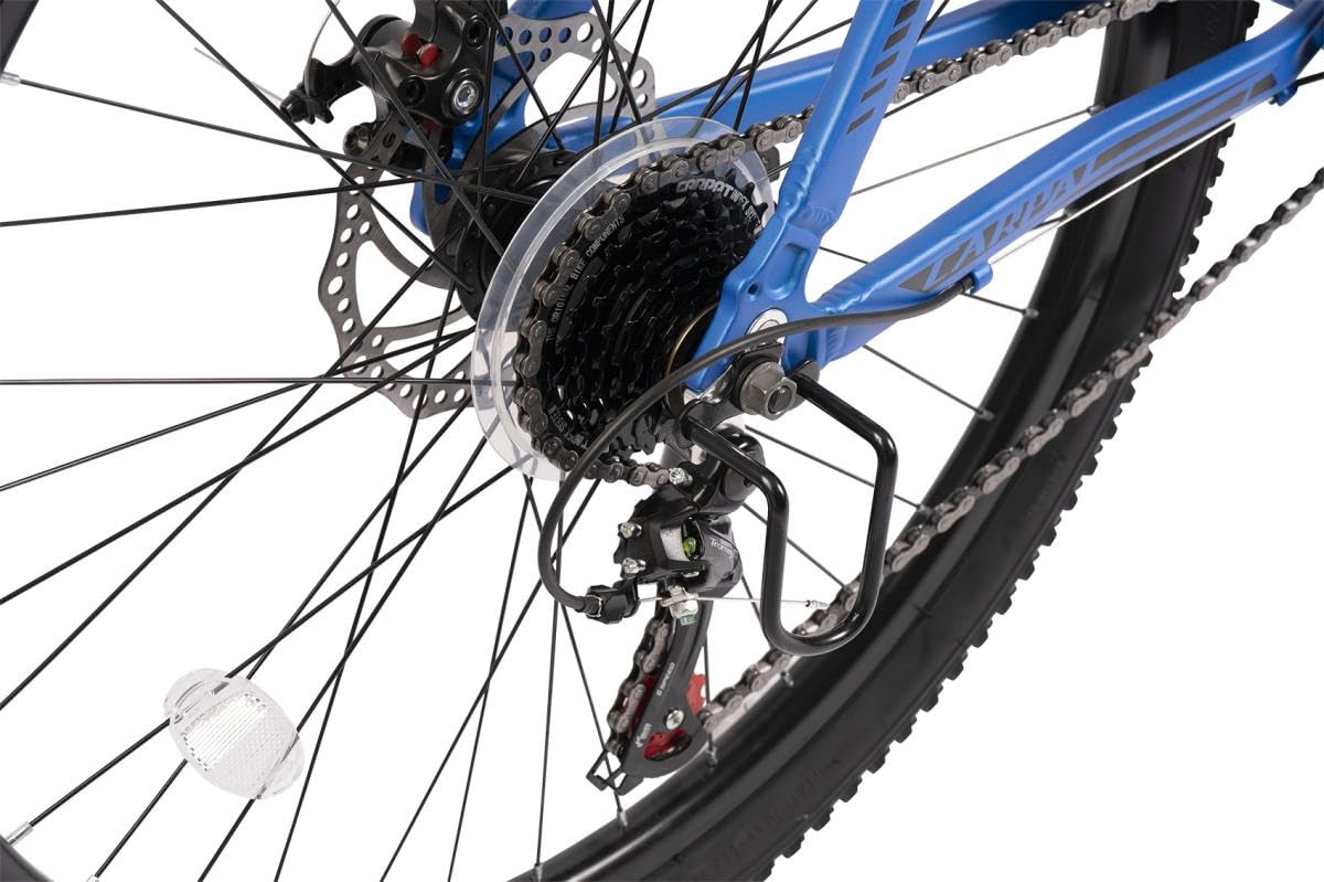 Hardtail 26 Zoll Aluminium Fahrrad, 21-Gang Shimano Schaltung, Federgabel 80 mm, integrierte Kabelführung, vormontiert, Mountainbike für Damen & Herren, Outdoor & Trail geeignet (Blau) - Image 4