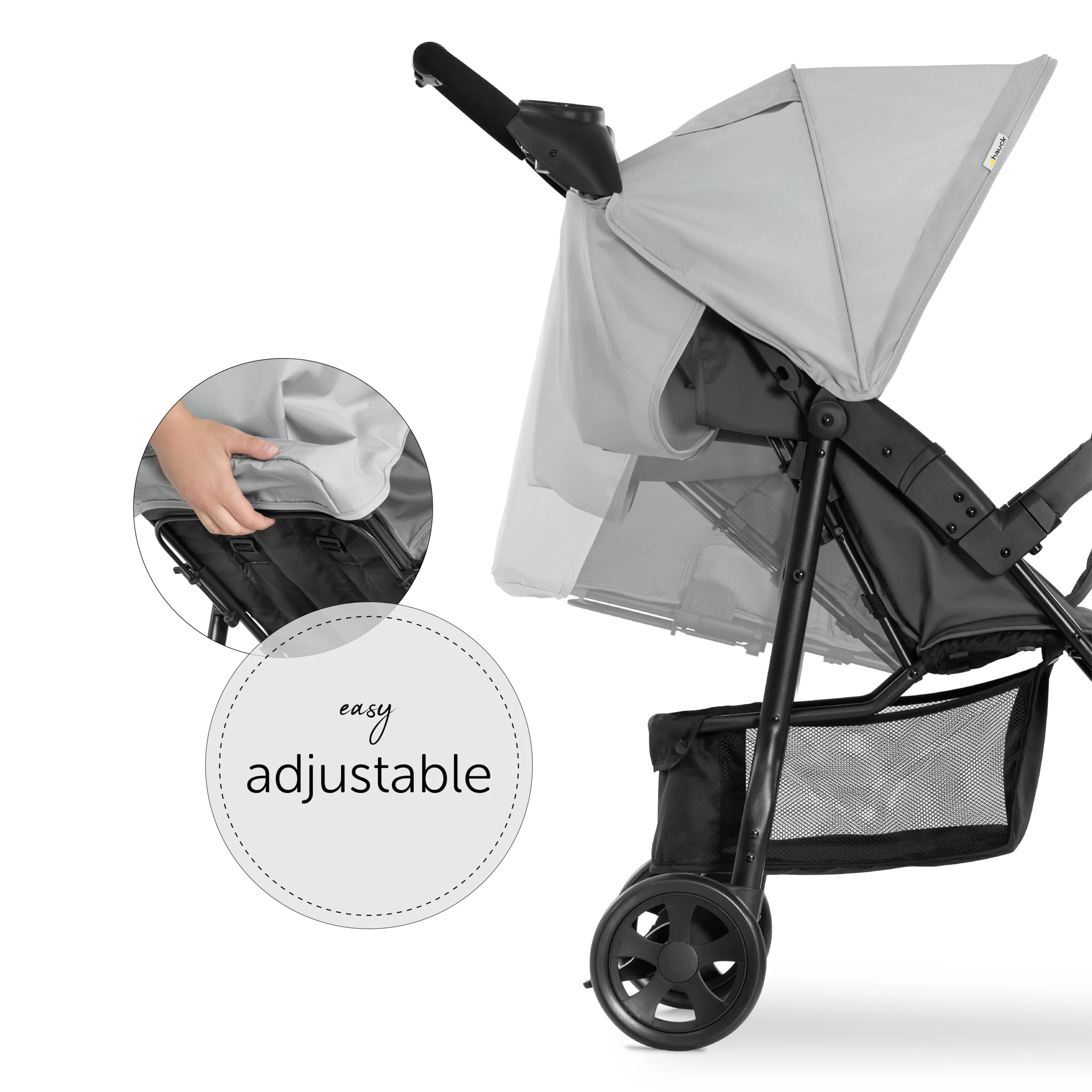 hauck Buggy Citi Neo 3 mit Getränkehalter, Einhändig Klein Faltbar, für Kinder ab Geburt bis 22 kg mit Liegefunktion, Tasche im Verdeck, XL Korb bis 3 kg (Grey) - Image 3