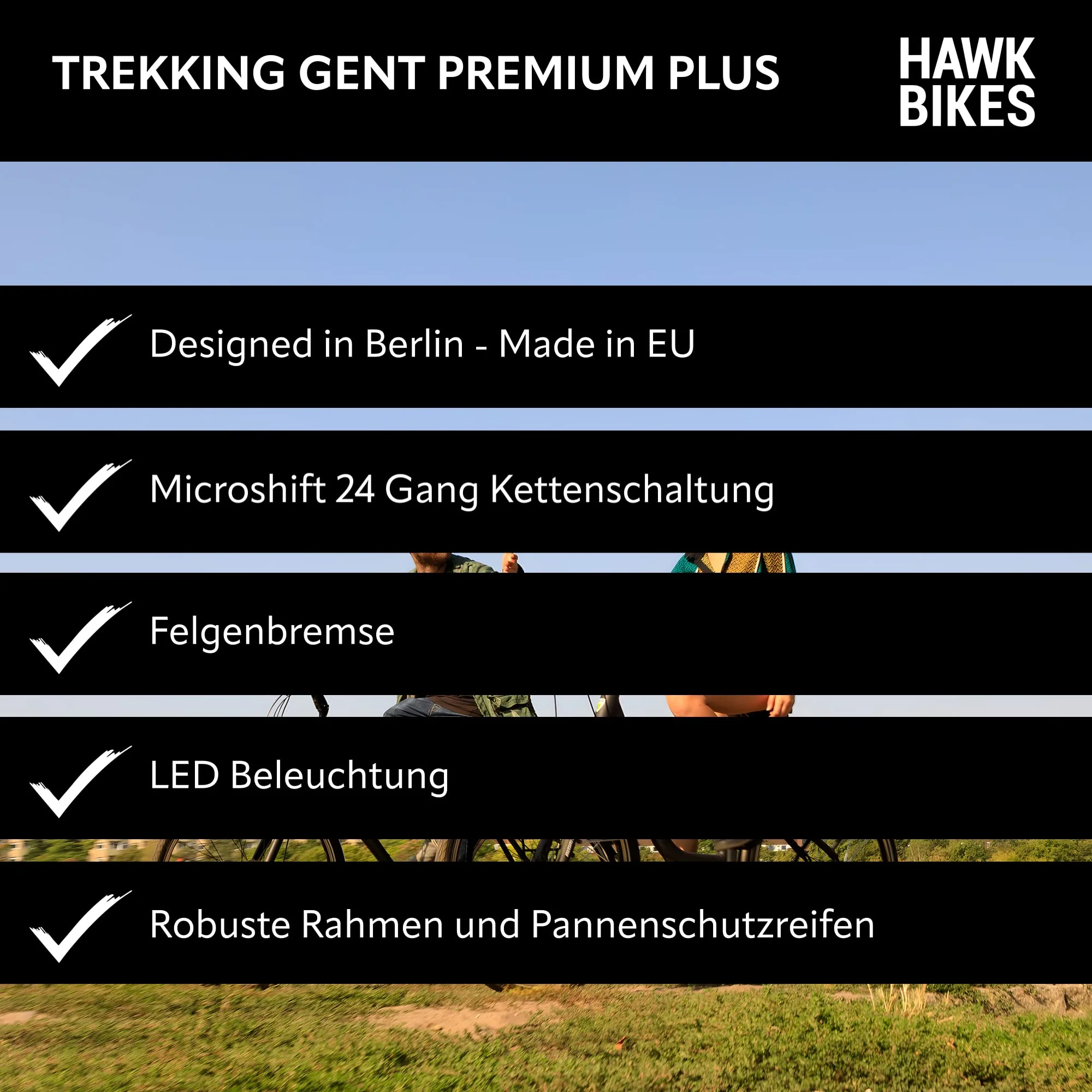 HAWK Trekking Gent Premium Plus Fahrrad Herren inkl. Tasche, 57 cm I Bike mit Microshift 24 Gang Kettenschaltung & Beleuchtung I Allrounder I Schwarz - Image 2