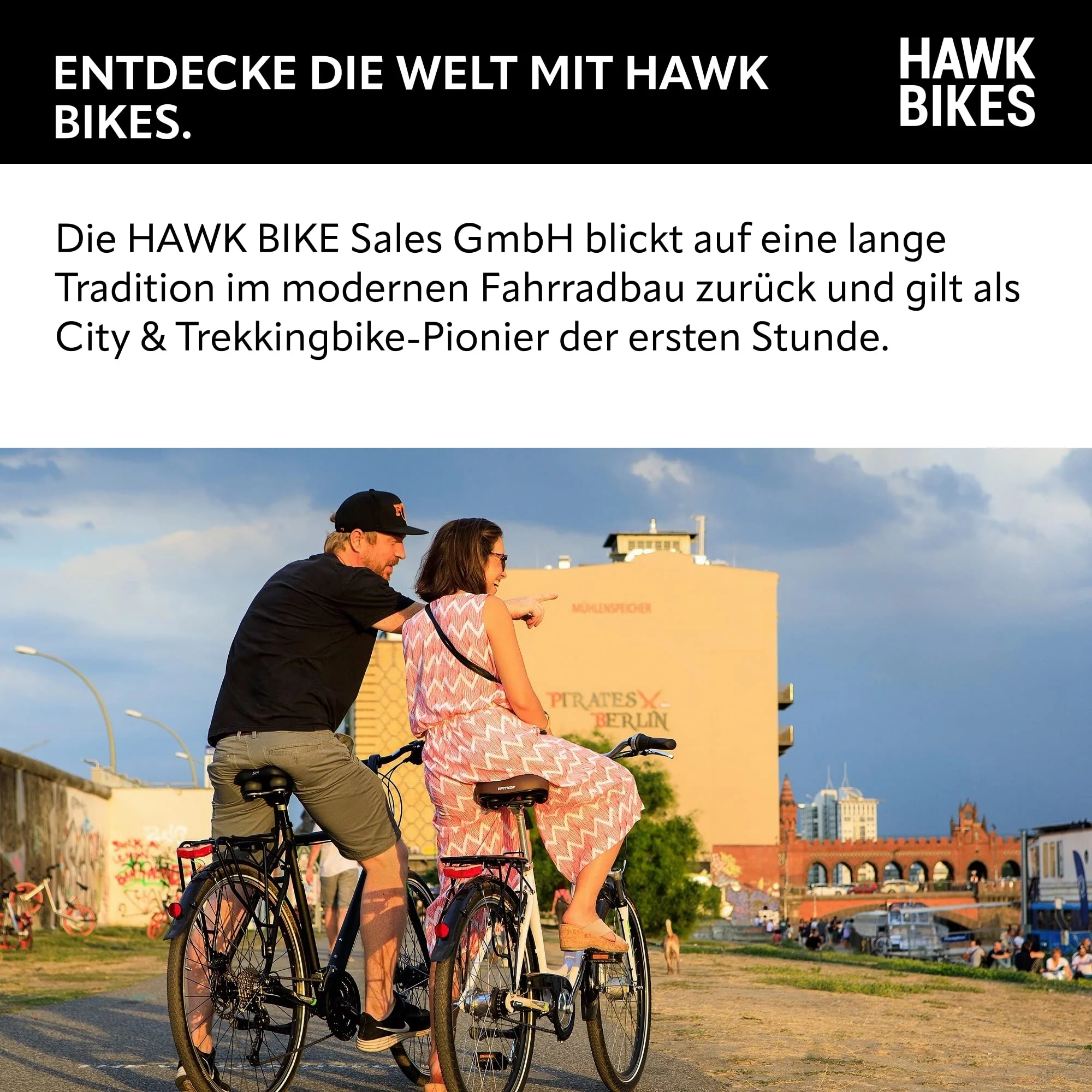 HAWK Trekking Gent Premium Plus Fahrrad Herren inkl. Tasche, 57 cm I Bike mit Microshift 24 Gang Kettenschaltung & Beleuchtung I Allrounder I Schwarz - Image 4