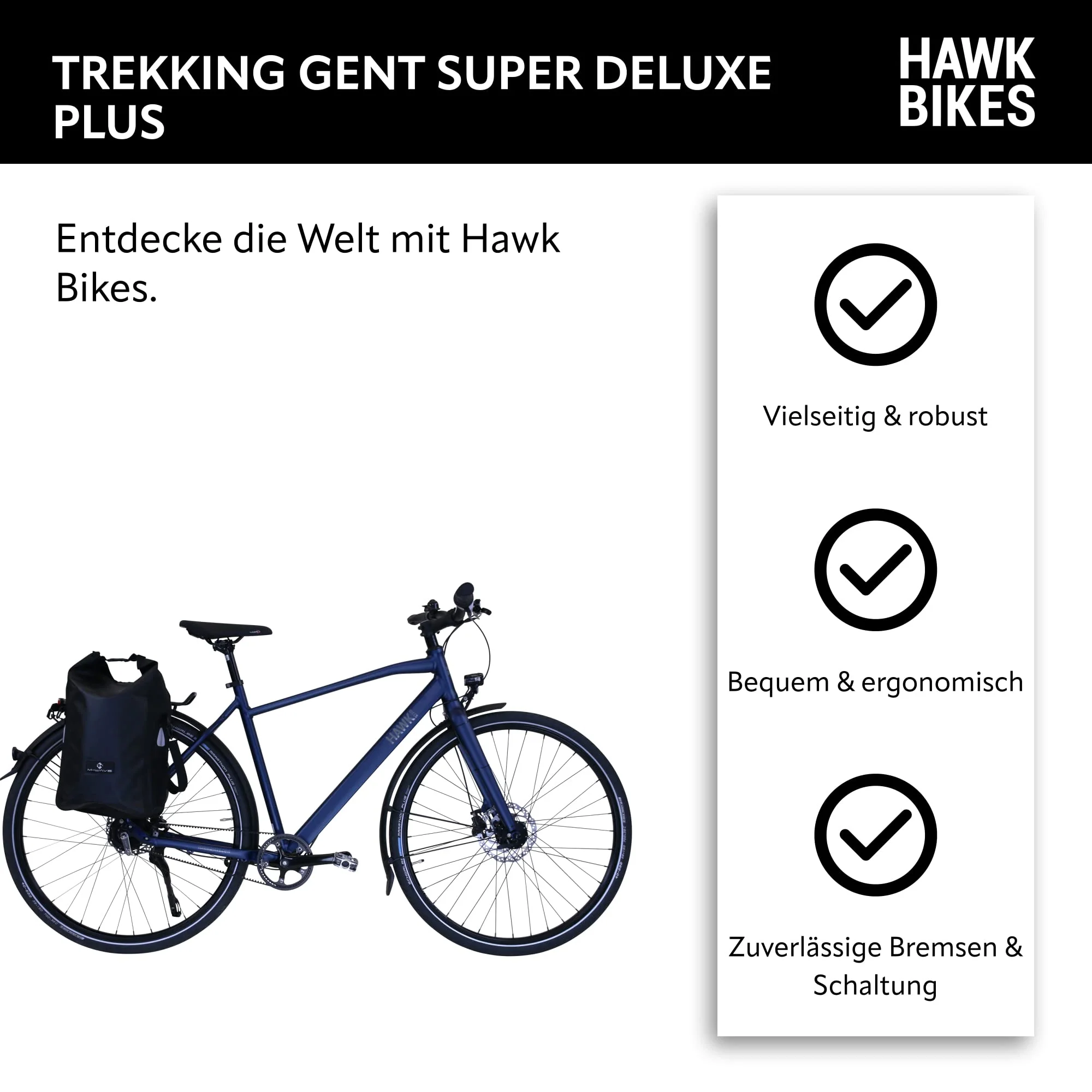HAWK Trekking Gent Super Deluxe Plus Fahrrad Herren inkl. Tasche I Trekkingrad mit Gates Riemenantrieb & 8-Gang Nabenschaltung I Allrounder - Image 2