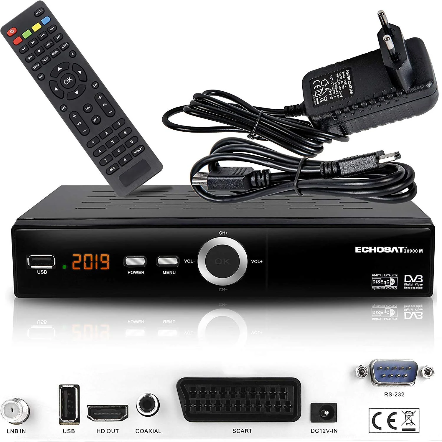 hd-line Echosat 20900 M Digital Satelliten Sat Receiver - (HDTV, DVB-S/S2, HDMI, SCART, 2X USB 2.0, Full HD 1080p) [Vorprogrammiert für Astra Hotbird Türksat] - Image 2