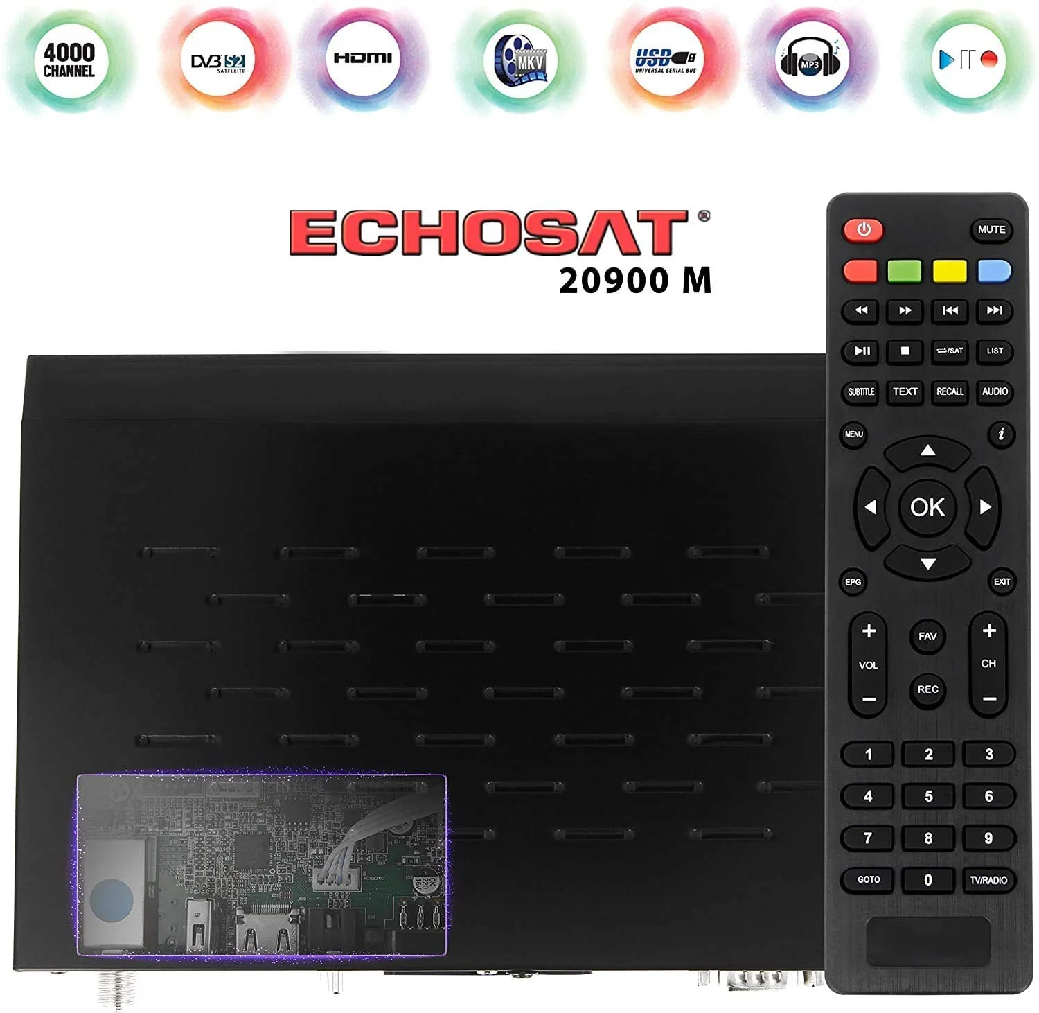 hd-line Echosat 20900 M Digital Satelliten Sat Receiver - (HDTV, DVB-S/S2, HDMI, SCART, 2X USB 2.0, Full HD 1080p) [Vorprogrammiert für Astra Hotbird Türksat] - Image 8