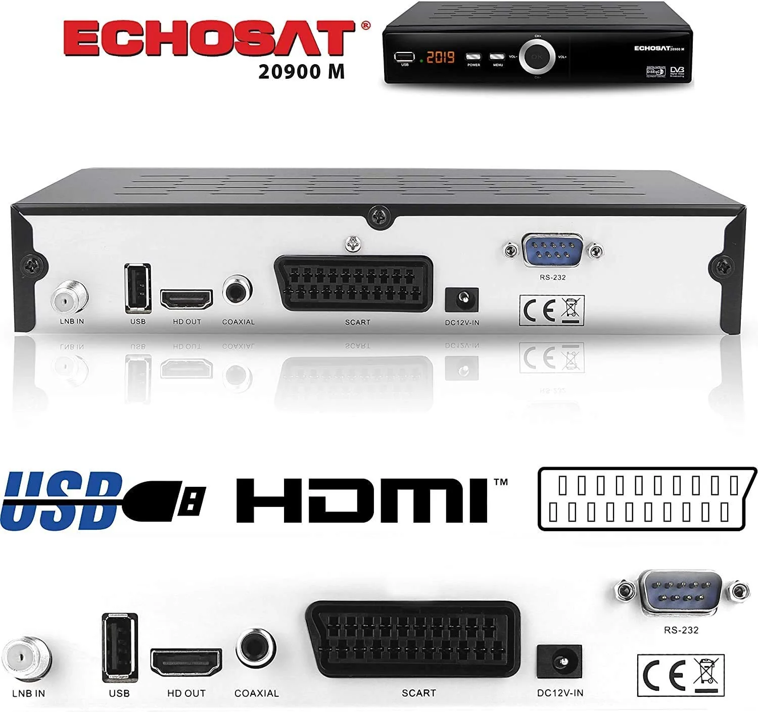 hd-line Echosat 20900 M Digital Satelliten Sat Receiver - (HDTV, DVB-S/S2, HDMI, SCART, 2X USB 2.0, Full HD 1080p) [Vorprogrammiert für Astra Hotbird Türksat] - Image 9
