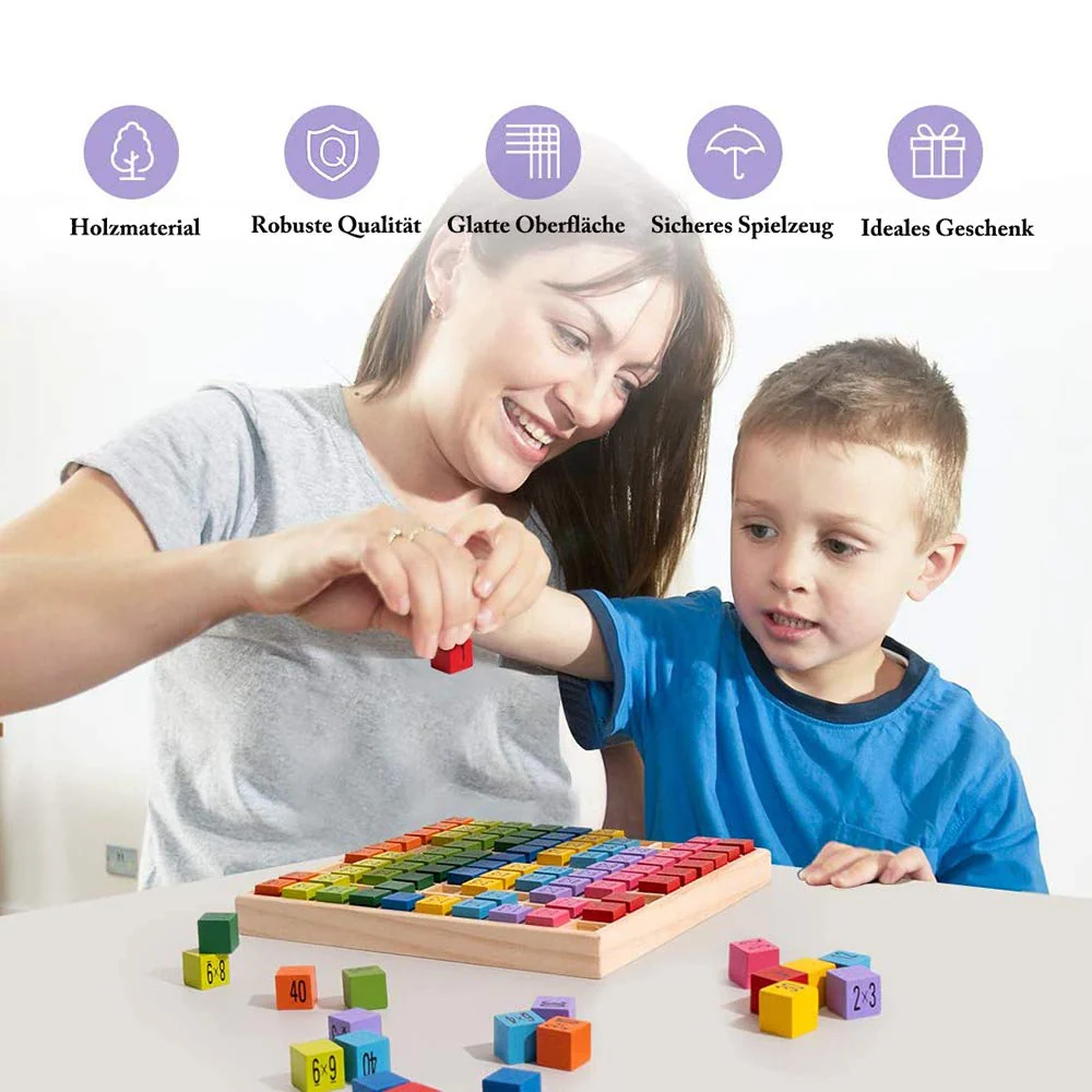 Heatigo 1x1 Zahlen Lernen für Grundschüler, Holzrechenbrett , Mathe Spielzeug, Bunte Holzspielzeug Würfe, Rechenbrett Rechnen, Mathematik Spiele, Kinder Lernspielzeug Geschenk - Image 2
