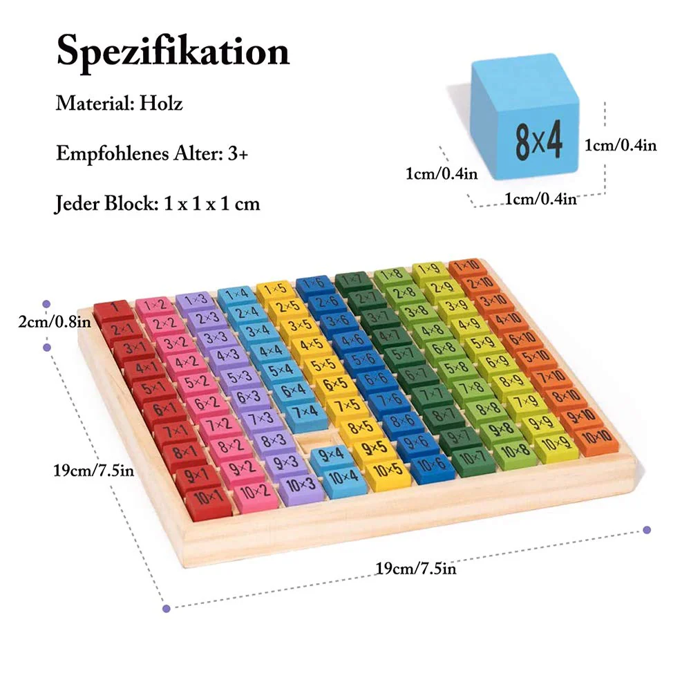 Heatigo 1x1 Zahlen Lernen für Grundschüler, Holzrechenbrett , Mathe Spielzeug, Bunte Holzspielzeug Würfe, Rechenbrett Rechnen, Mathematik Spiele, Kinder Lernspielzeug Geschenk - Image 7