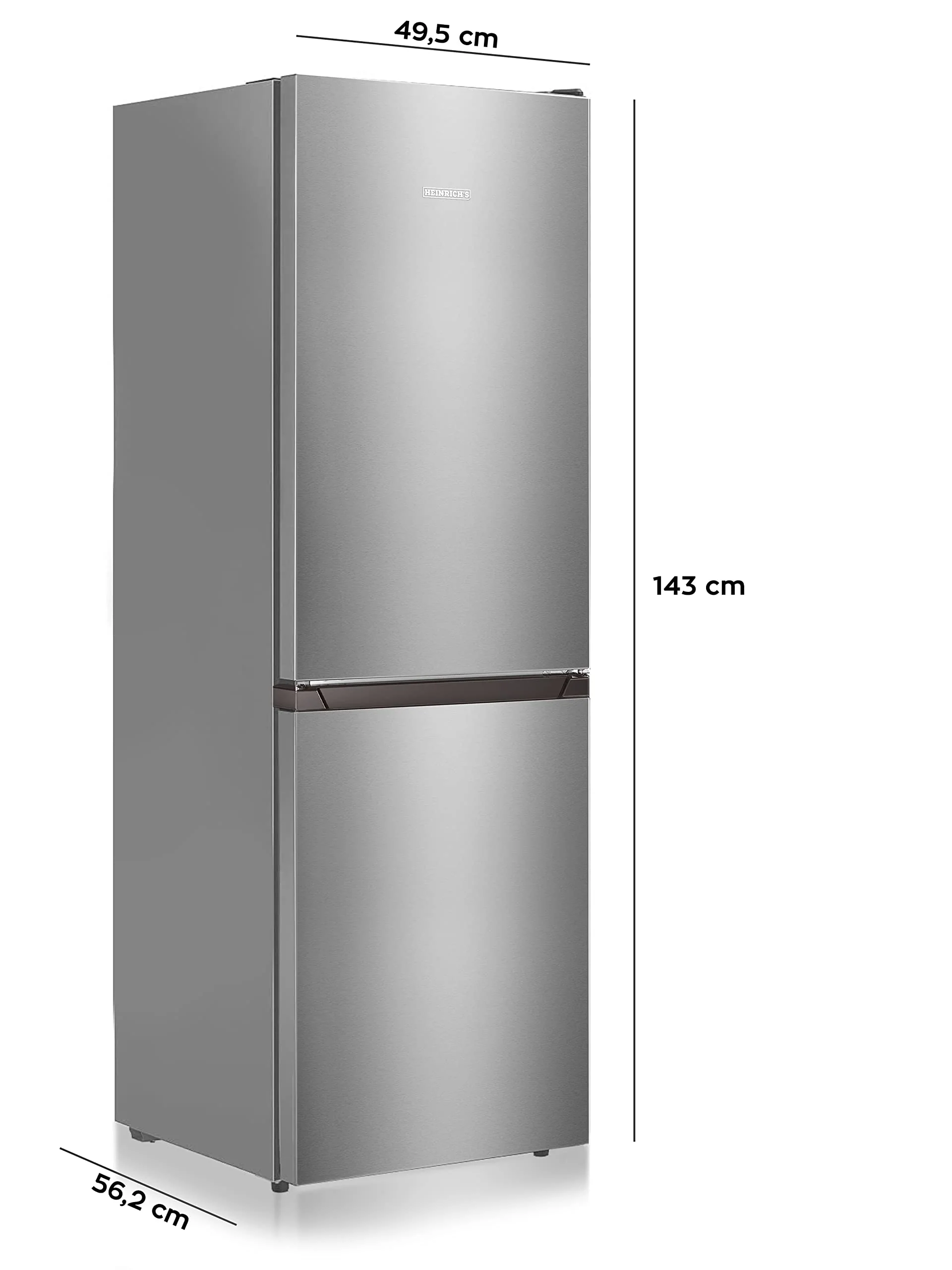 Heinrich´s Kühlgefrierkombination 175Liter, Kühlvolumen 122L, Gefrierfach 53L,LED Innenraumbeleuchtung, Kühlschrank Türanschlag wechselbar, leise 39dB,große Tiefkühlboxen, 7 Temperaturstufen,inox - Image 5