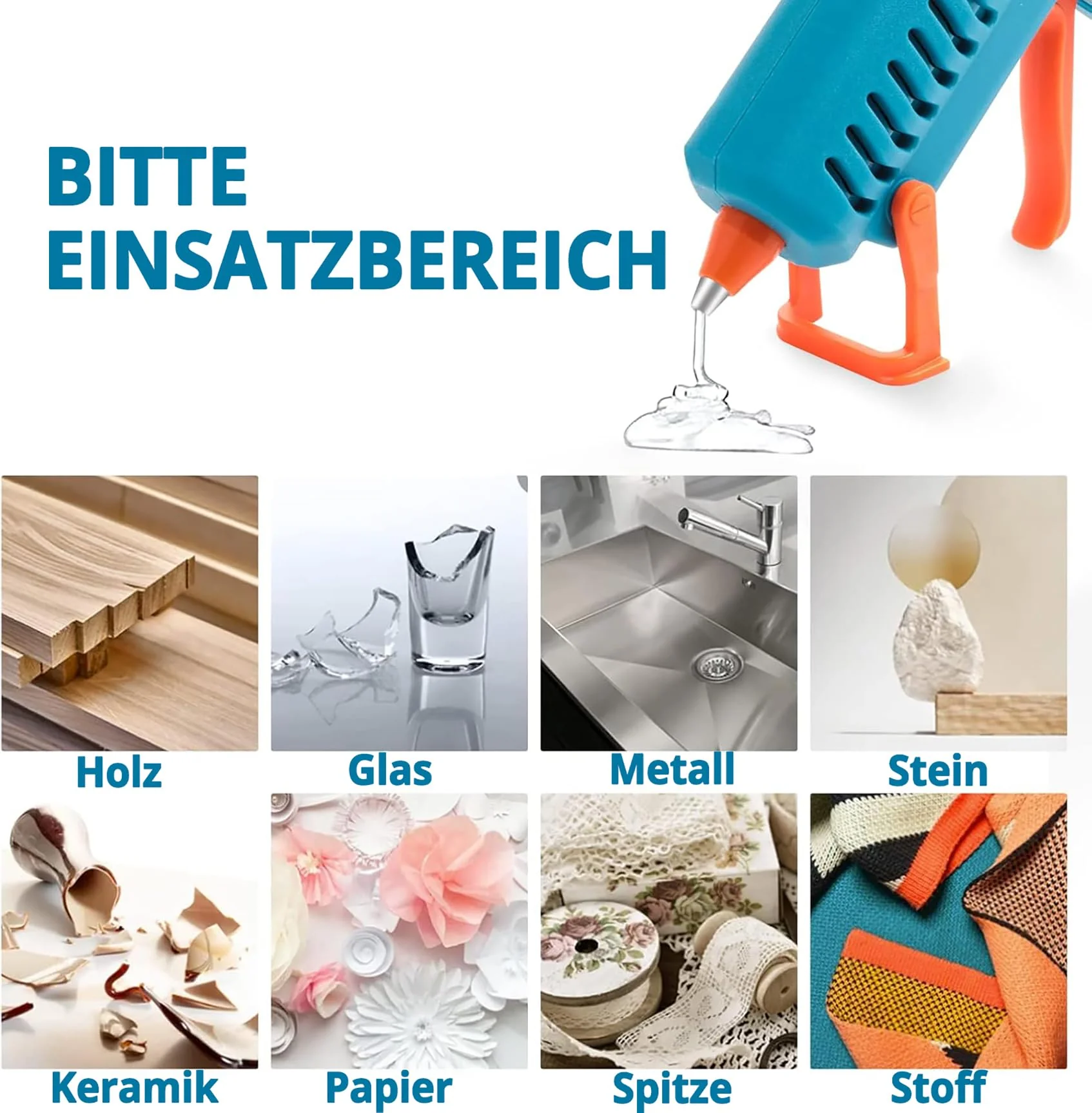 Heißklebepistole 50W Tilswall, Klebepistole mit 75pcs Klebesticks 7mm x 130mm Transparente Klebepistole Set für Schule DIY Kunst, Handwerk und Schnelle Reparaturen in Haus - Image 4