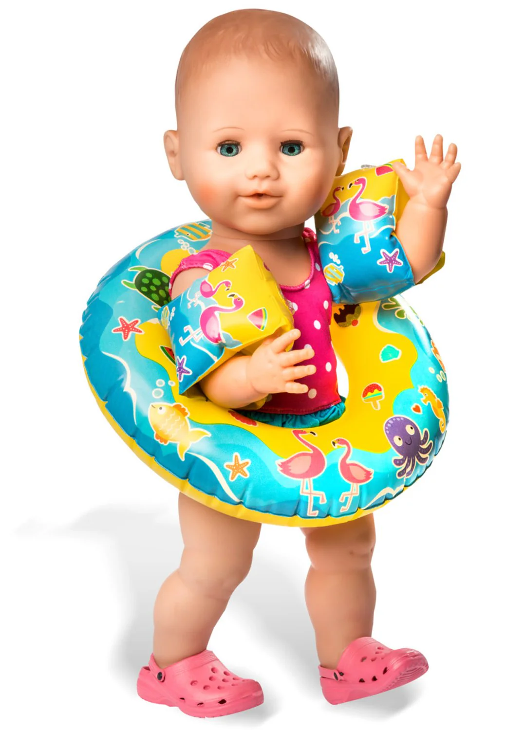 Heless 88 - Schwimm-Set für Puppen, Badeanzug, Clogs, Schwimmring und -flügel mit lustigen Bade- und Wassermotiven, Puppengröße ca. 35 - 45 cm, für Badespaß an heißen Sommertagen - Image 3