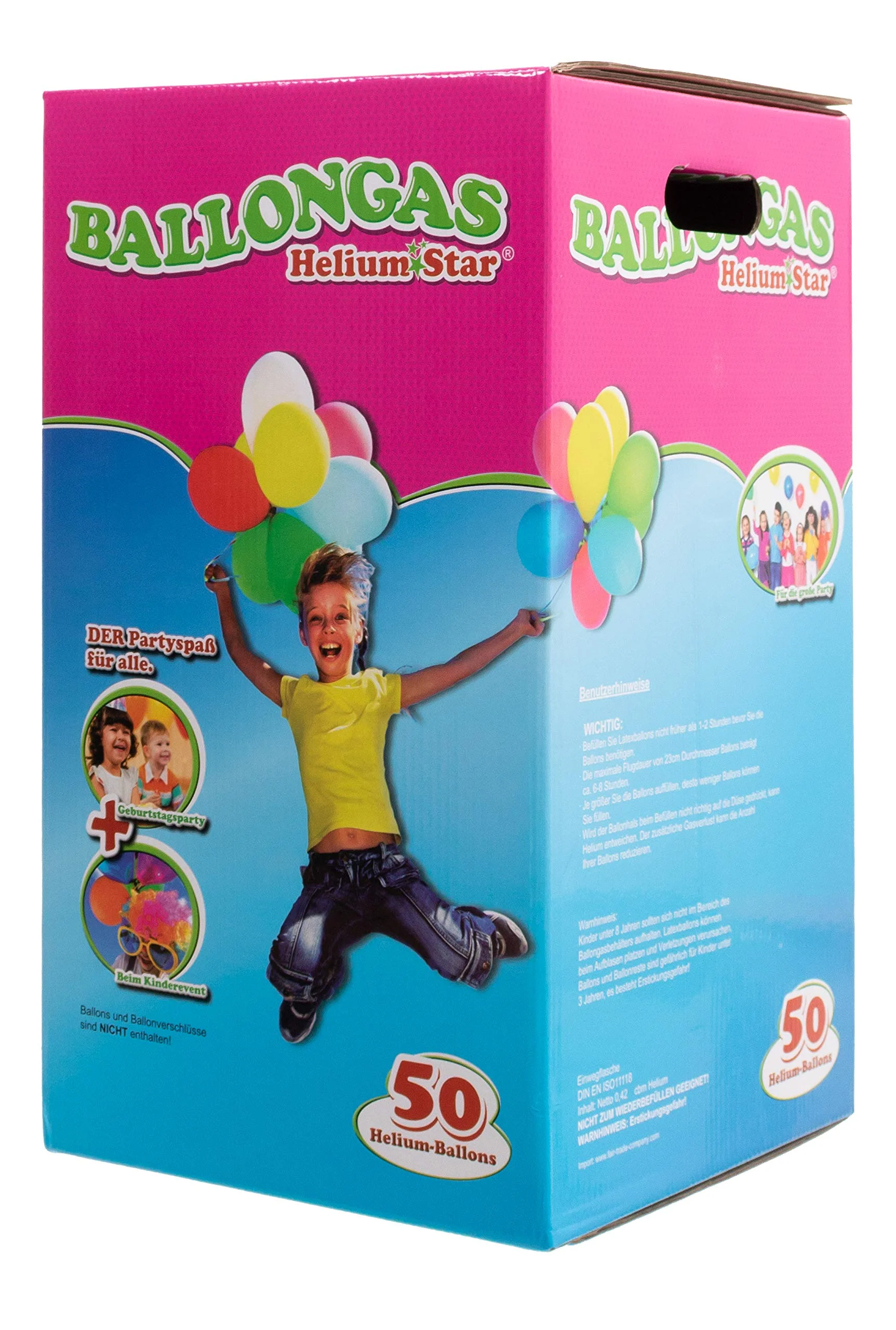 Helium Ballongas HeliumStar Einwegflasche für bis zu 50 Luftballons 25cm Ø o. 27 Folienballons 45cm Ø Geburtstag Party Hochzeit - Image 2