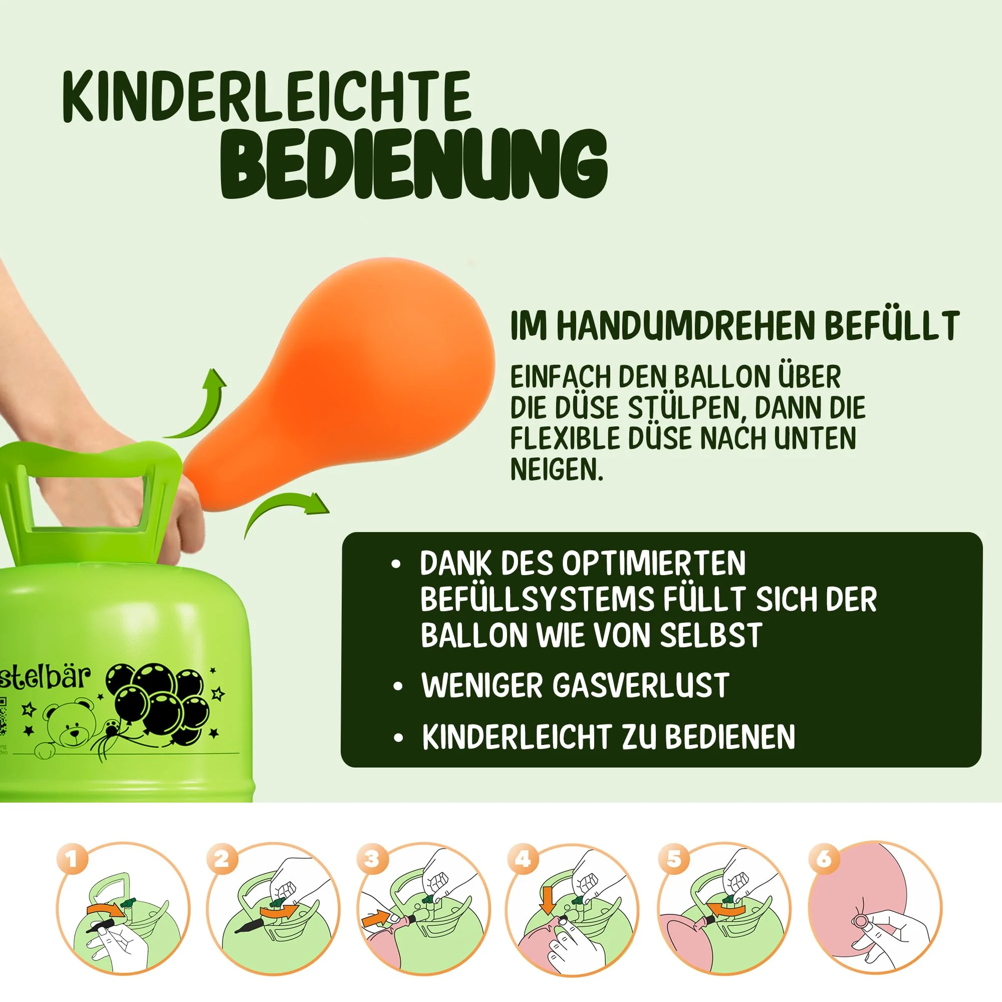 Helium Gasflasche + 100 Luftballons ÖKO-TEST "SEHR GUT" • für ca. 30 Ballons ✓ garantierte 200l Ballongas ✓ Ballons MADE IN EU ✓ Helium Balloon Gas • praktisches Füllsystem für Party, Geburtstag uvm. - Image 3
