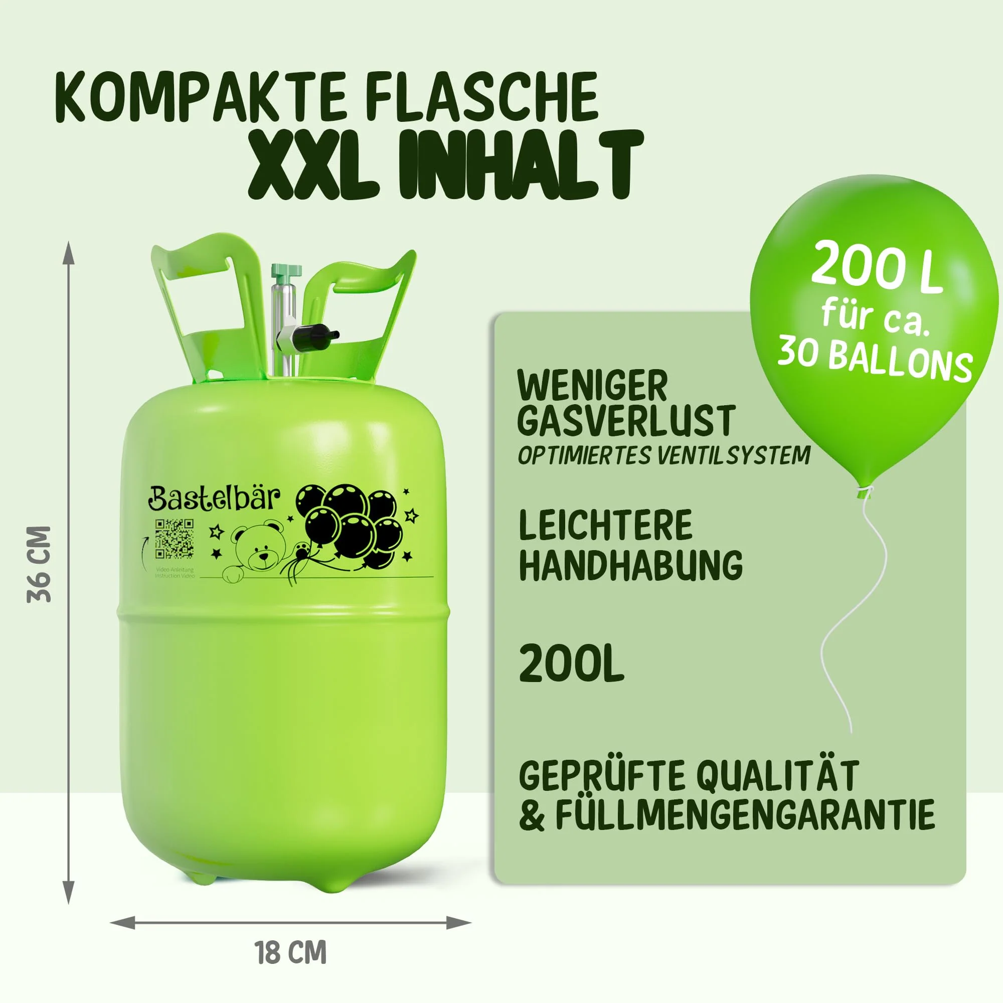 Helium Gasflasche + 100 Luftballons ÖKO-TEST "SEHR GUT" • für ca. 30 Ballons ✓ garantierte 200l Ballongas ✓ Ballons MADE IN EU ✓ Helium Balloon Gas • praktisches Füllsystem für Party, Geburtstag uvm. - Image 7