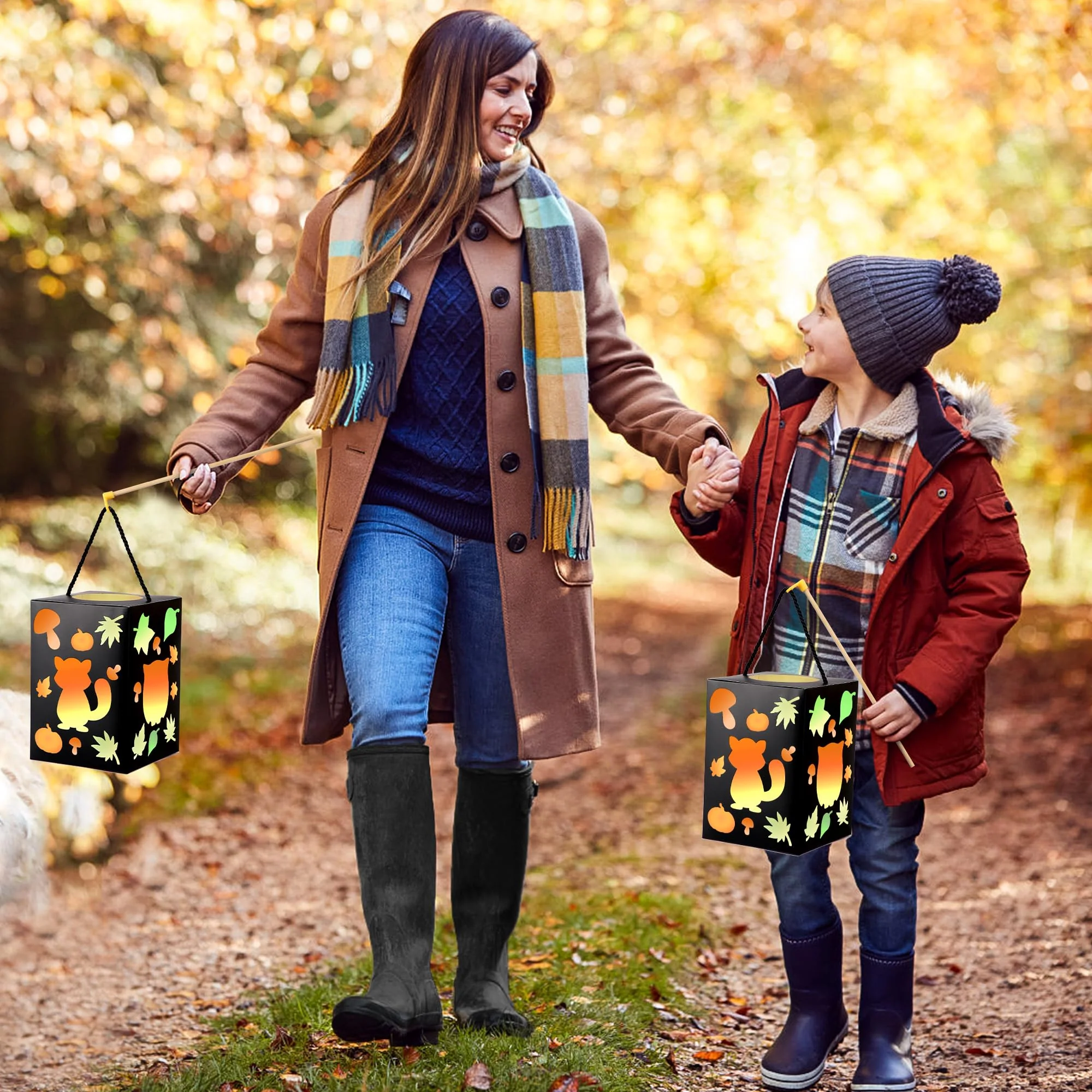 Herenear 4-teiliges Laternen Bastelset für Kinder, Sankt Martin Laterne Basteln, Waldtiere Laternen mit LED und Buntglaseffekt, St. Martin Laternenumzug, Kreatives Geschenk-Set für Jungen Mädchen - Image 2